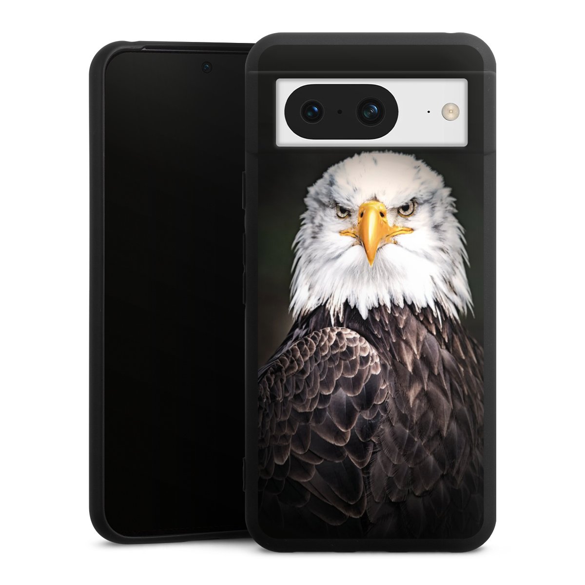 Google Pixel 8 Handy Premium Silikon Hülle Handyhülle schwarz Case Eagle Bird Silikon Premium Case