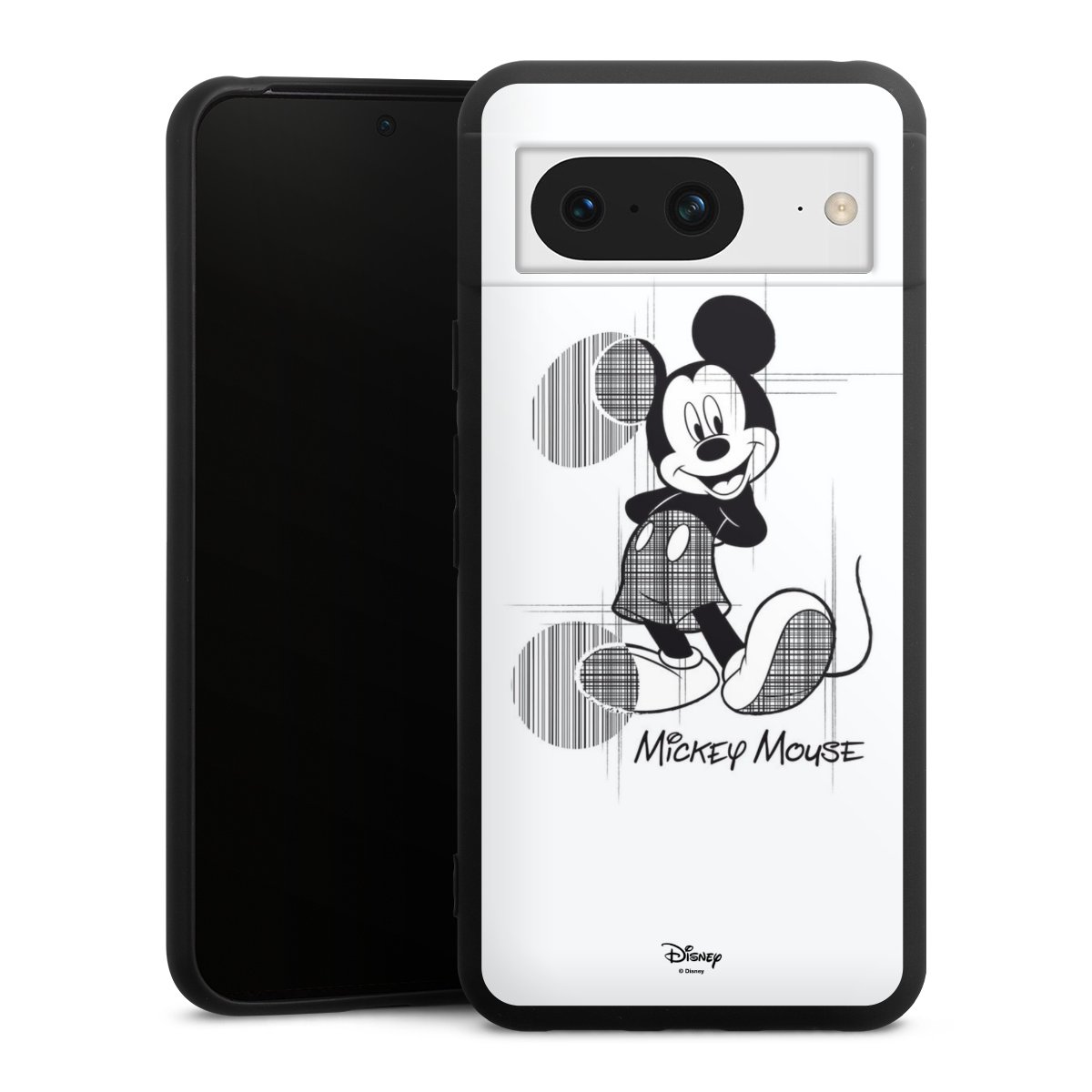 Google Pixel 8 Handy Premium Silikon Hülle Handyhülle schwarz Case Disney Official Licensed Product Mickey Mouse Silikon Premium Case