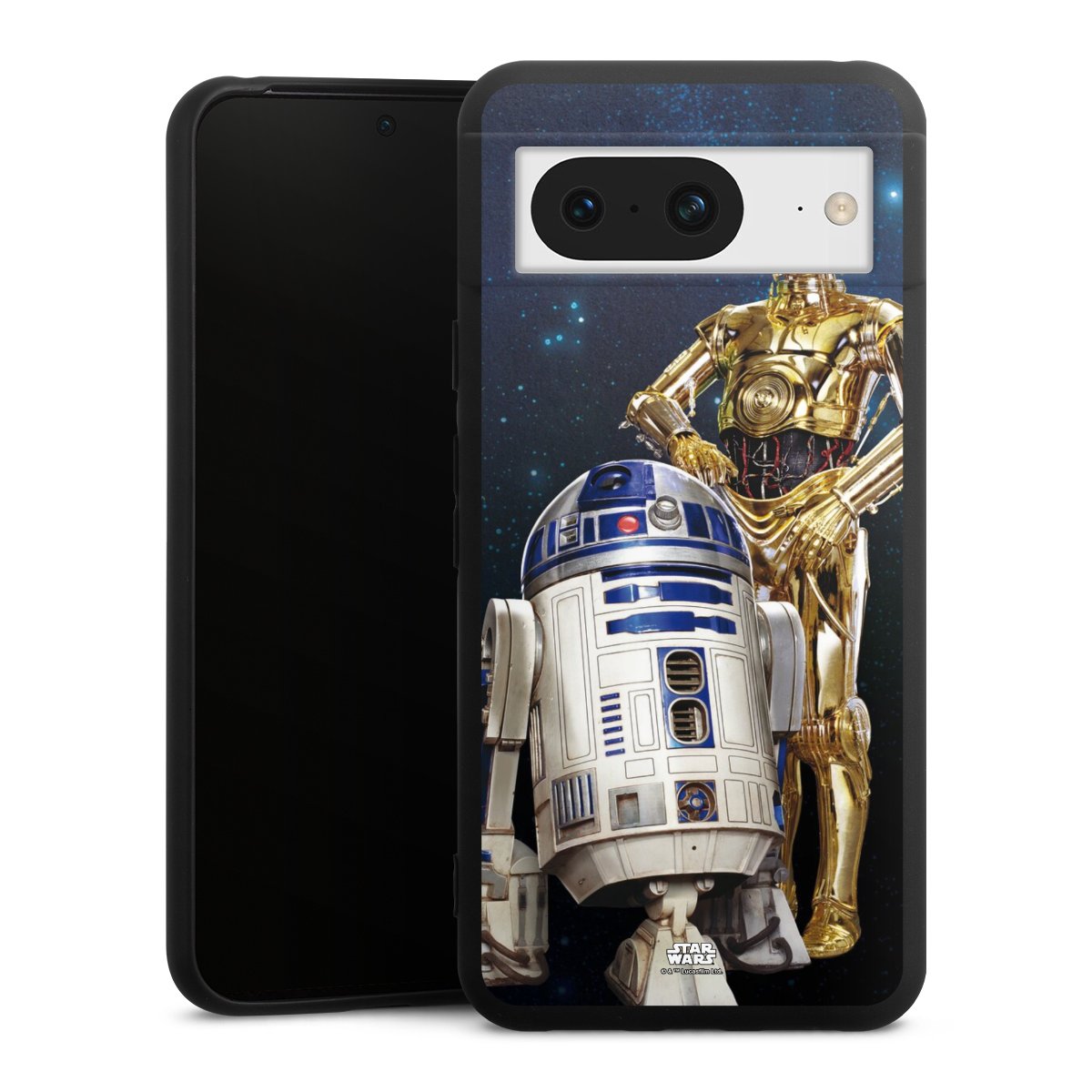 Google Pixel 8 Handy Premium Silikon Hülle Handyhülle schwarz Case Weltall Star Wars R2d2 Silikon Premium Case