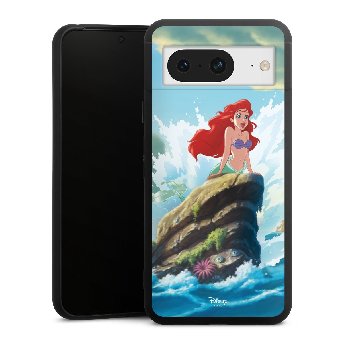 Google Pixel 8 Handy Premium Silikon Hülle Handyhülle schwarz Case Mermaid Arielle Die Meerjungfrau Official Licensed Product Silikon Premium Case