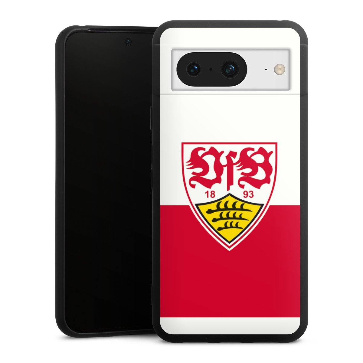 Google Pixel 8 Handy Premium Silikon Hülle Handyhülle schwarz Case Official Licensed Product Logo Vfb Stuttgart Silikon Premium Case