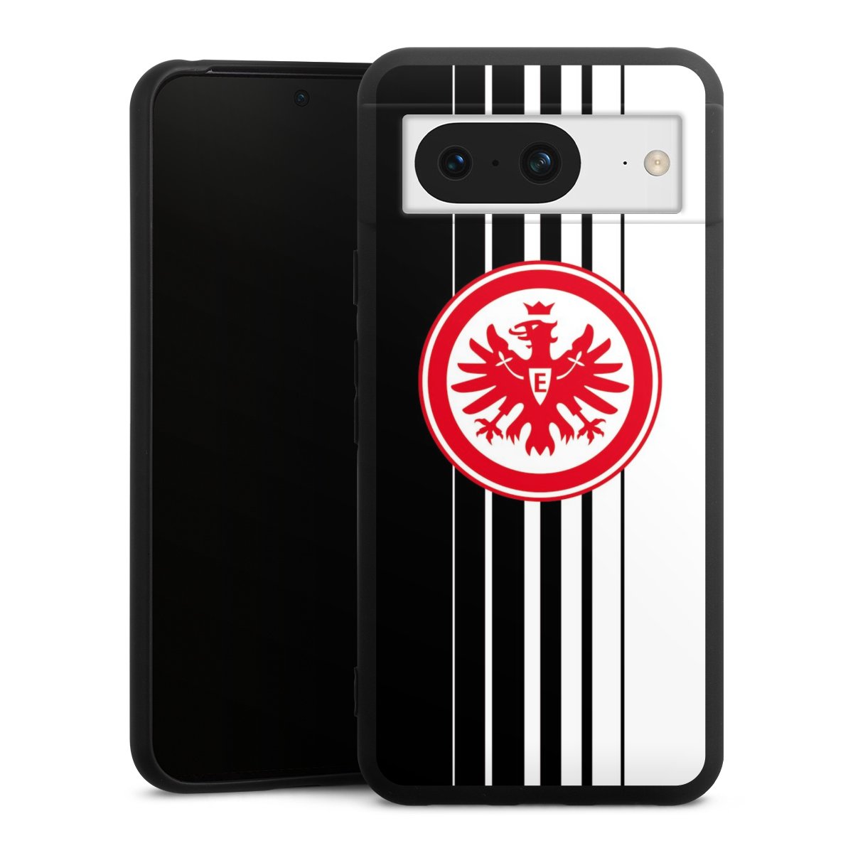 Google Pixel 8 Handy Premium Silikon Hülle Handyhülle schwarz Case Stripes Eintracht Frankfurt Official Licensed Product Silikon Premium Case