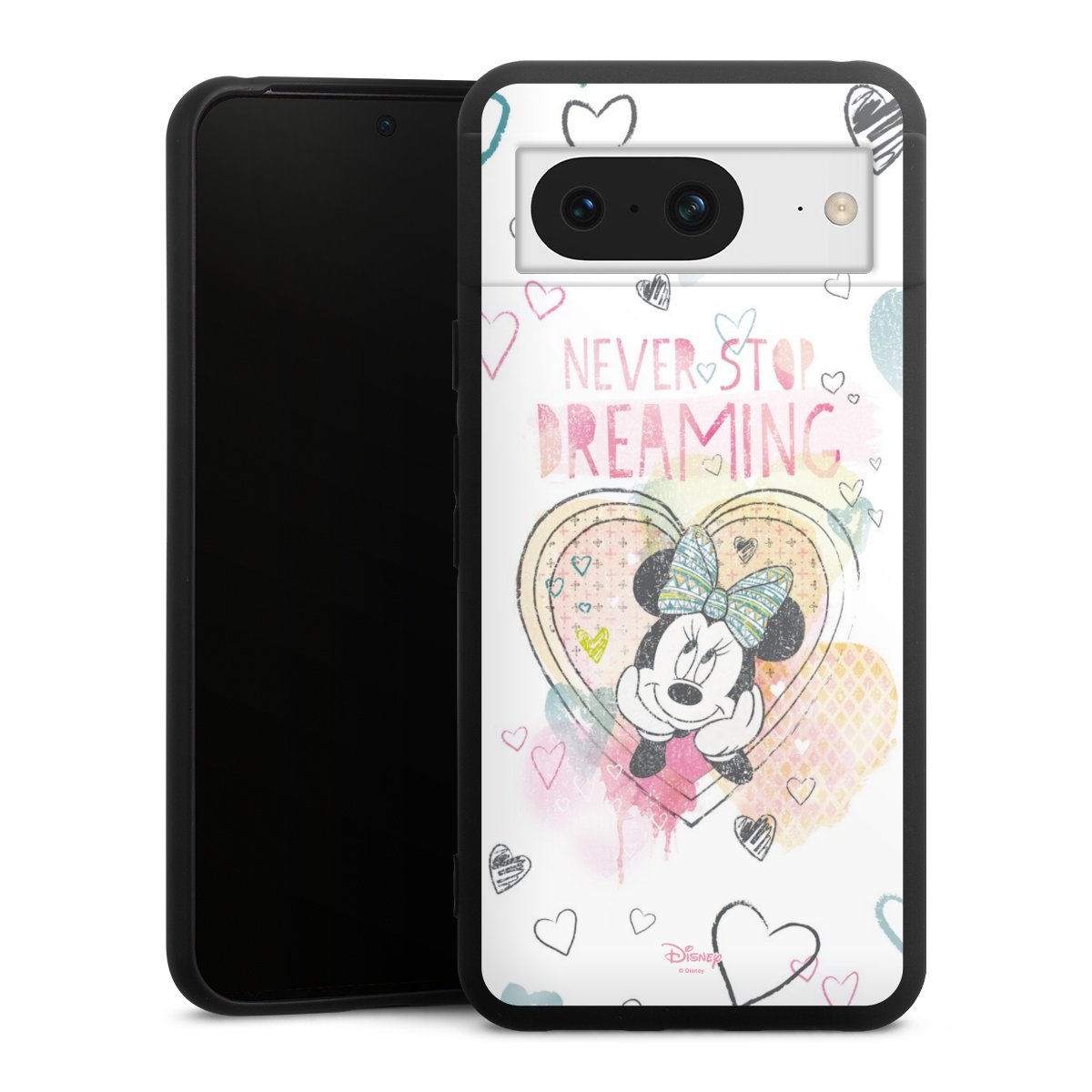 Google Pixel 8 Handy Premium Silikon Hülle Handyhülle schwarz Case Disney Official Licensed Product Minnie Mouse Silikon Premium Case