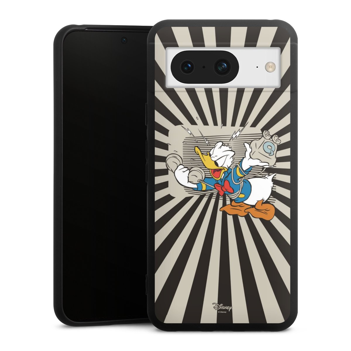 Google Pixel 8 Handy Premium Silikon Hülle Handyhülle schwarz Case Donald Duck Disney Official Licensed Product Silikon Premium Case