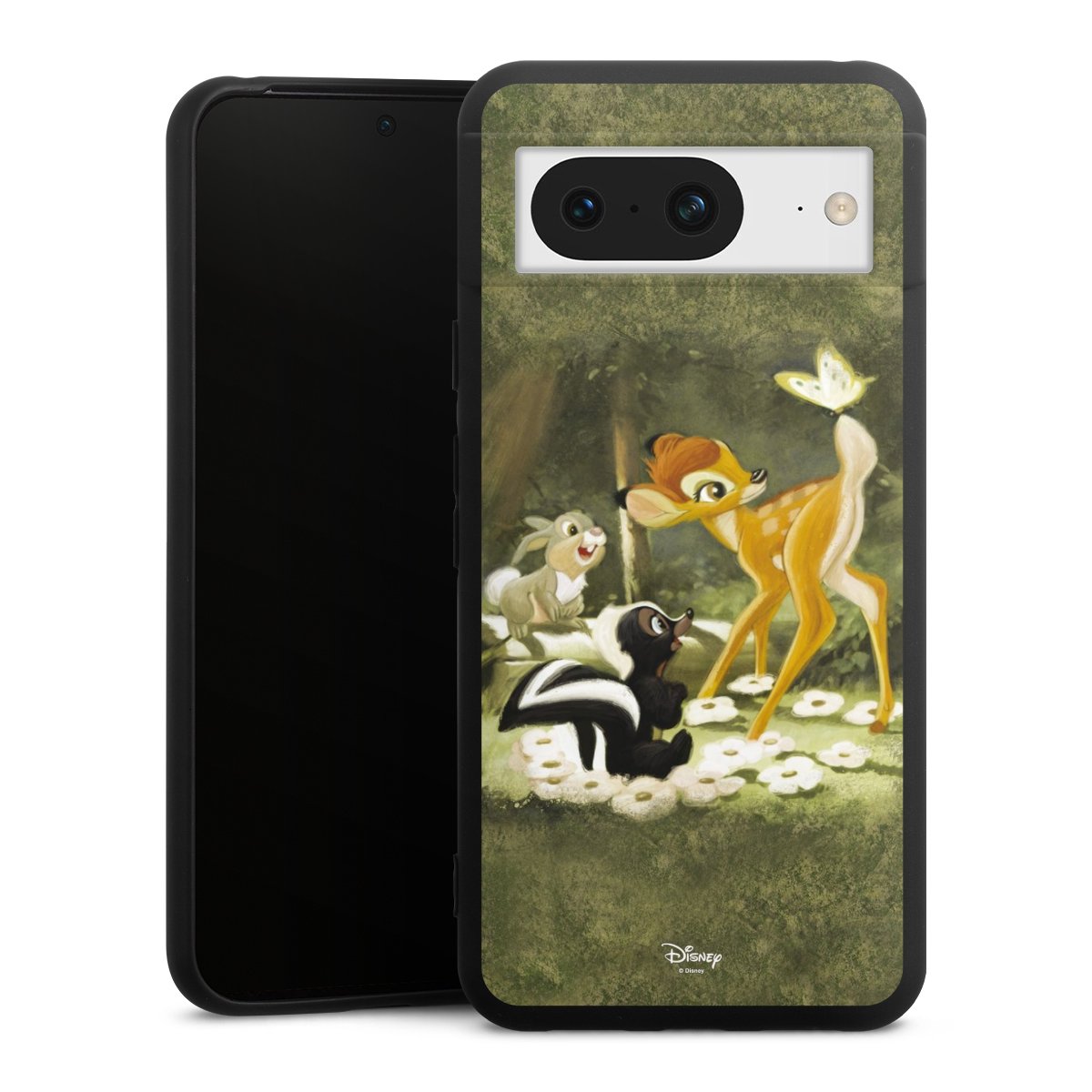 Google Pixel 8 Handy Premium Silikon Hülle Handyhülle schwarz Case Disney Official Licensed Product Bambi Silikon Premium Case