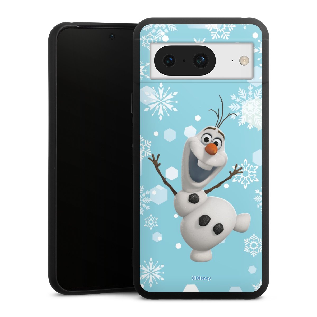 Google Pixel 8 Handy Premium Silikon Hülle Handyhülle schwarz Case Disney Official Licensed Product Frozen Olaf Silikon Premium Case