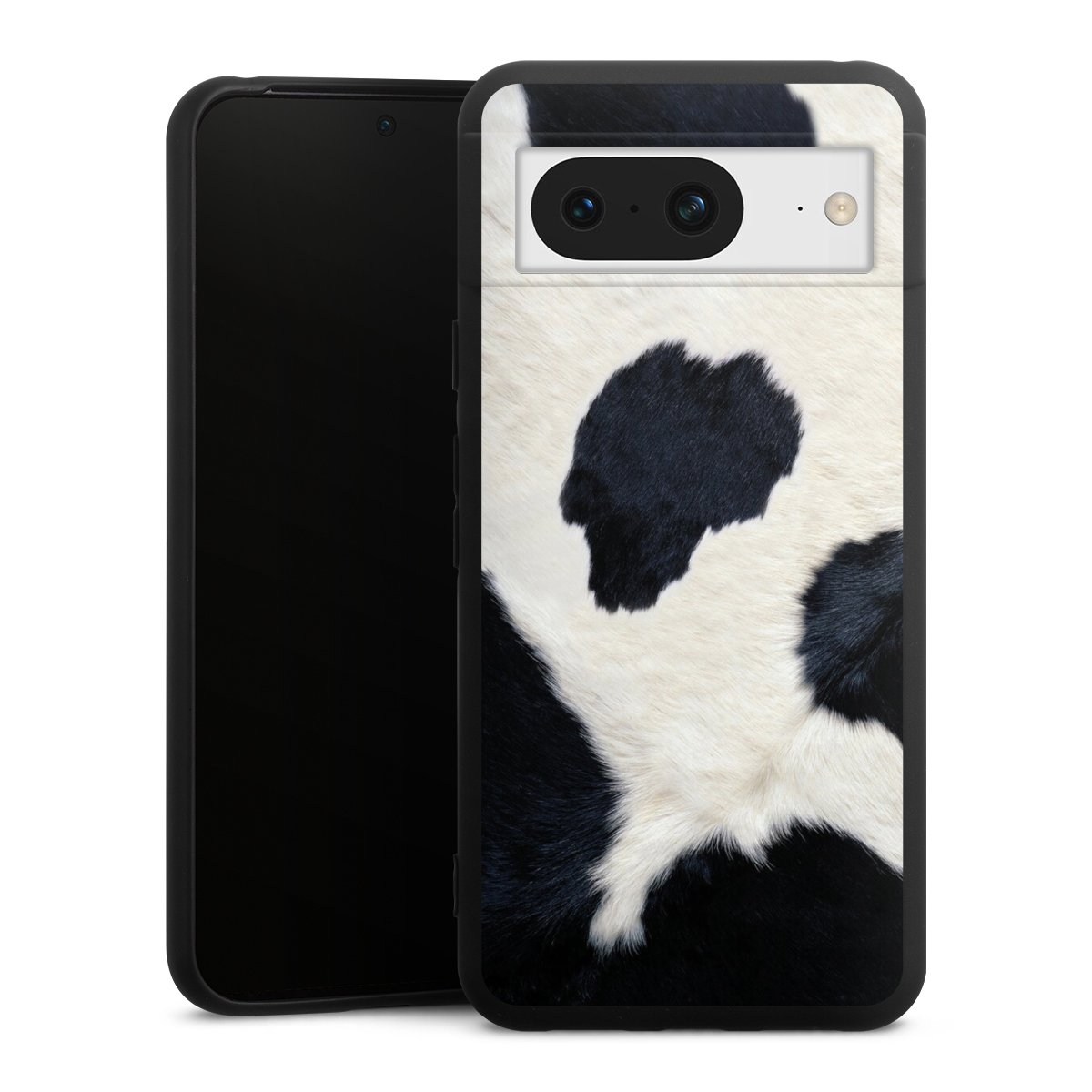 Google Pixel 8 Handy Premium Silikon Hülle Handyhülle schwarz Case Animal Look Animal Print Cow Skin Silikon Premium Case