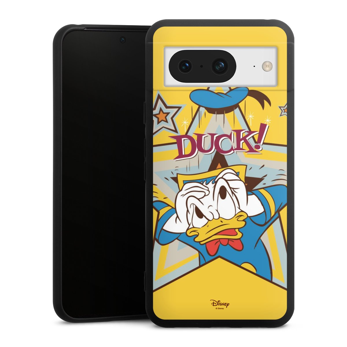 Google Pixel 8 Handy Premium Silikon Hülle Handyhülle schwarz Case Official Licensed Product Donald Duck Disney Silikon Premium Case