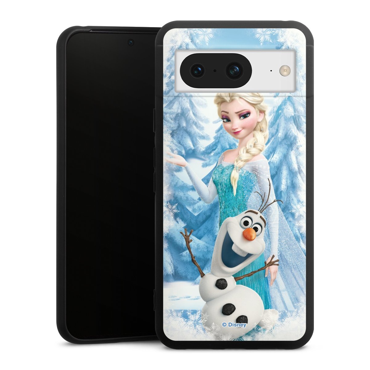 Google Pixel 8 Handy Premium Silikon Hülle Handyhülle schwarz Case Official Licensed Product Frozen Elsa Disney Silikon Premium Case