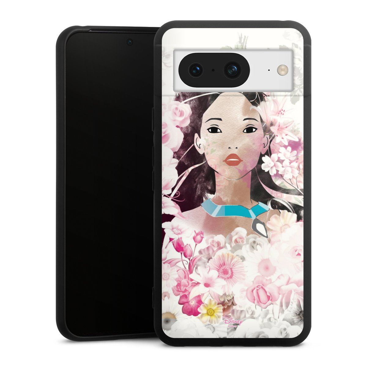 Google Pixel 8 Handy Premium Silikon Hülle Handyhülle schwarz Case Pocahontas Official Licensed Product Disney Silikon Premium Case