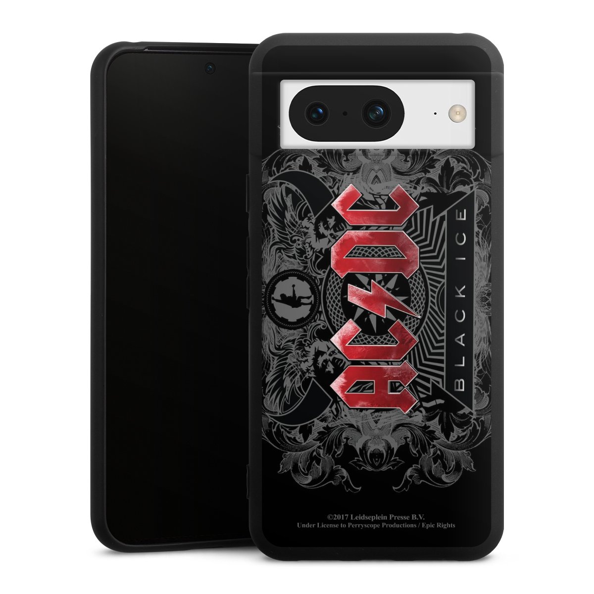 Google Pixel 8 Handy Premium Silikon Hülle Handyhülle schwarz Case Merchandise Black Ice Acdc Silikon Premium Case