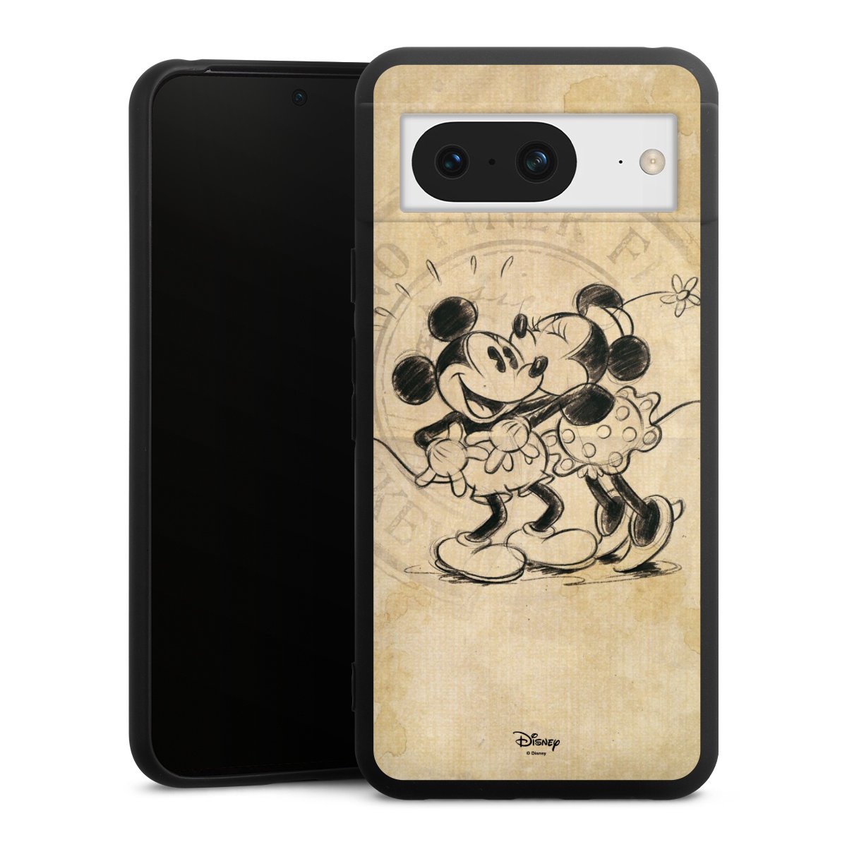 Google Pixel 8 Handy Premium Silikon Hülle Handyhülle schwarz Case Mickey Mouse Vintage Minnie Mouse Silikon Premium Case