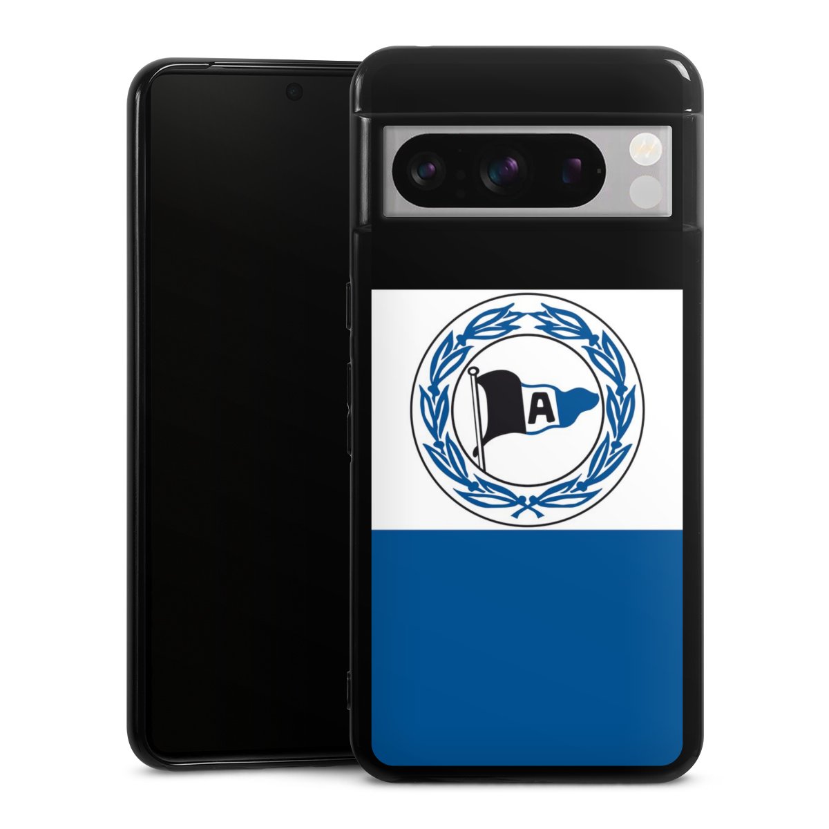 Google Pixel 8 Pro Handy Silikon Hülle Case schwarz Handyhülle Arminen Official Licensed Product Arminia Bielefeld