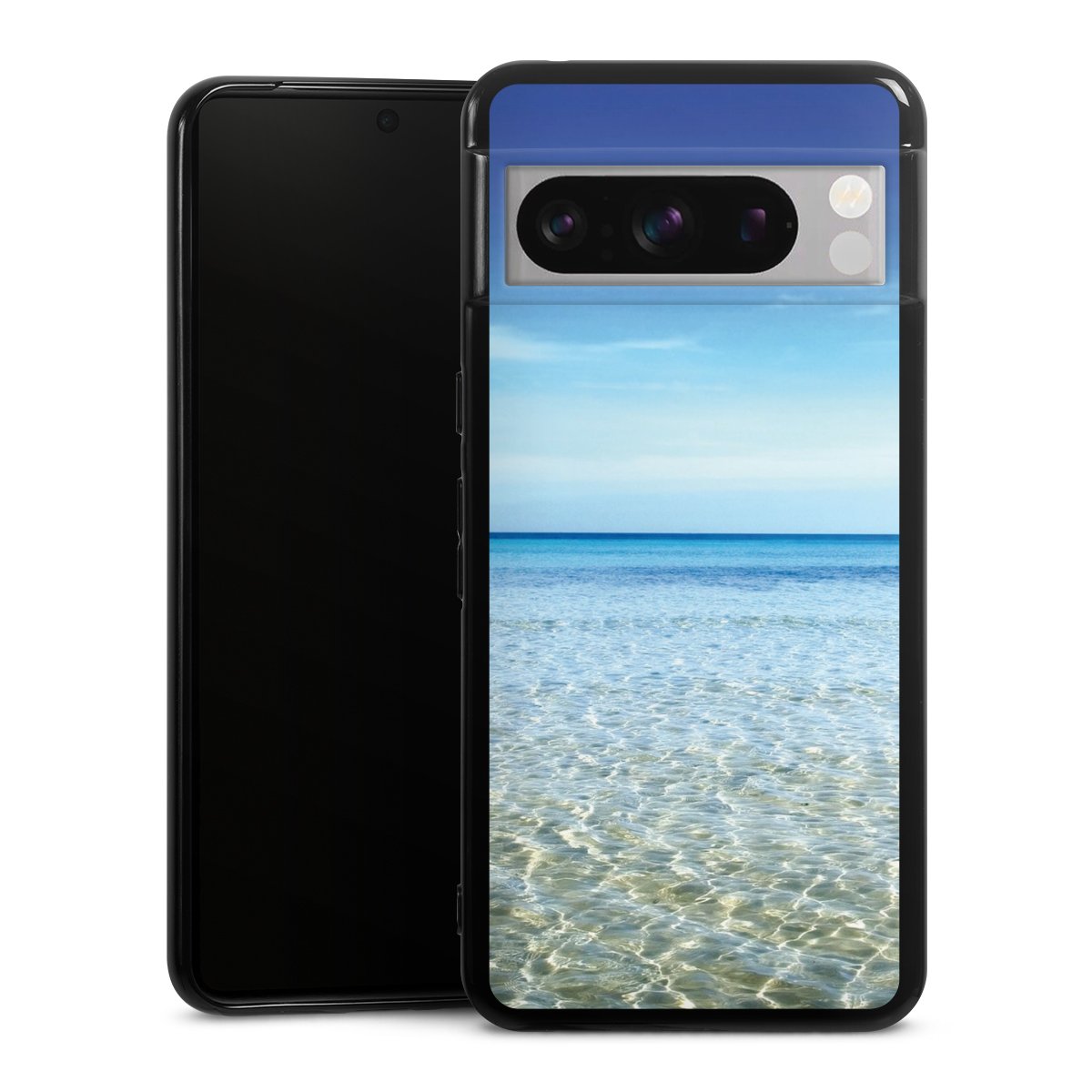 Google Pixel 8 Pro Handy Silikon Hülle Case schwarz Handyhülle Urlaub Sky Ocean