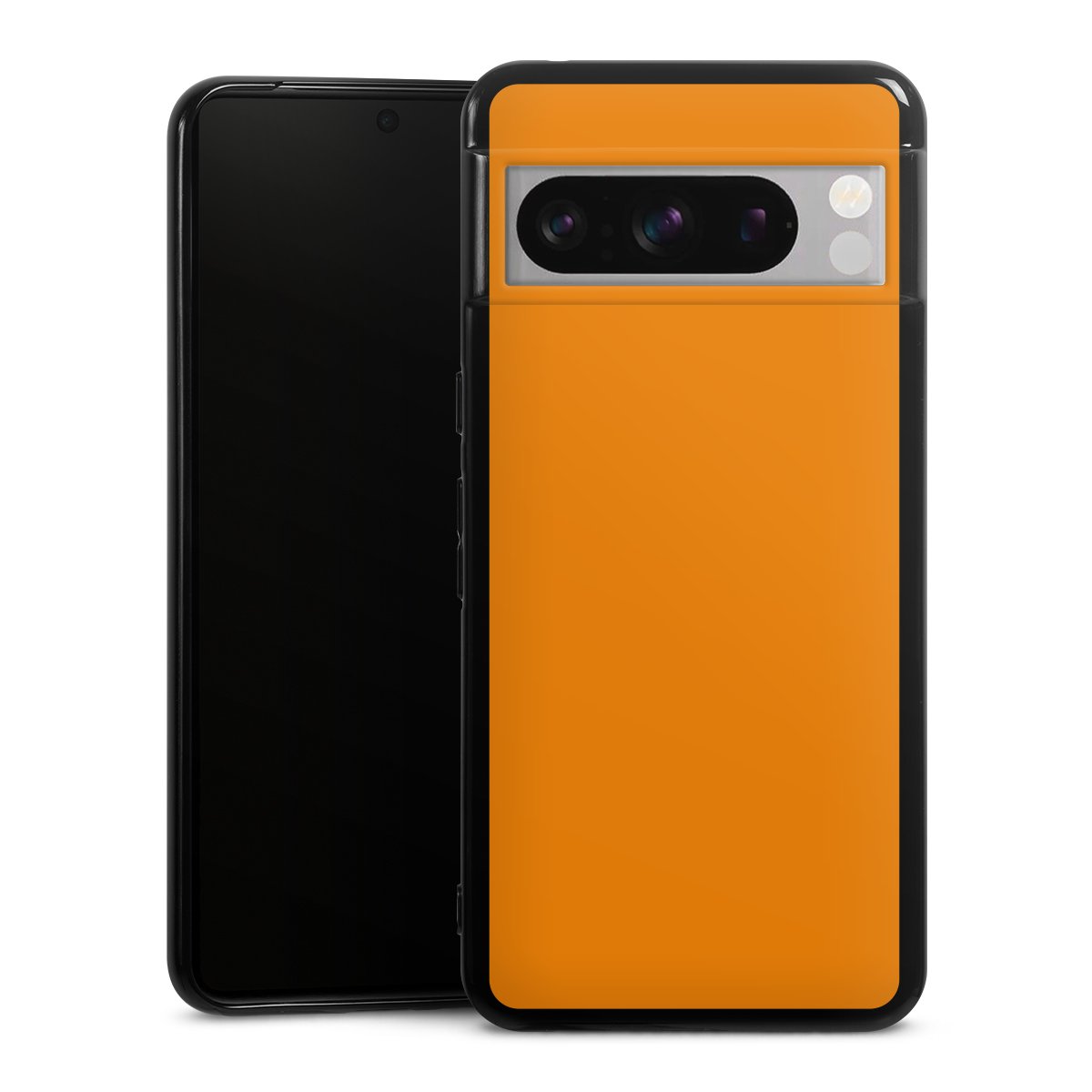 Google Pixel 8 Pro Handy Silikon Hülle Case schwarz Handyhülle Unicoloured Colour Orange