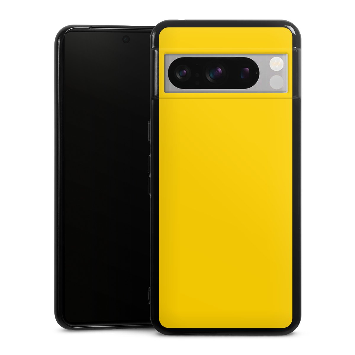 Google Pixel 8 Pro Handy Silikon Hülle Case schwarz Handyhülle Yellow Unicoloured Colour