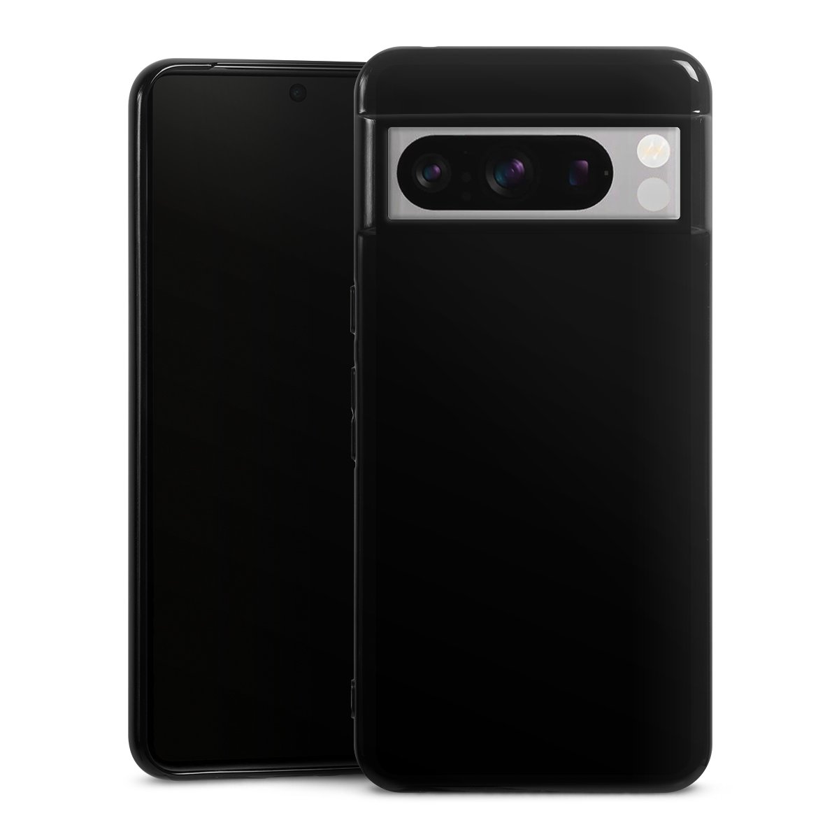 Google Pixel 8 Pro Handy Silikon Hülle Case schwarz Handyhülle Black Colour Unicoloured