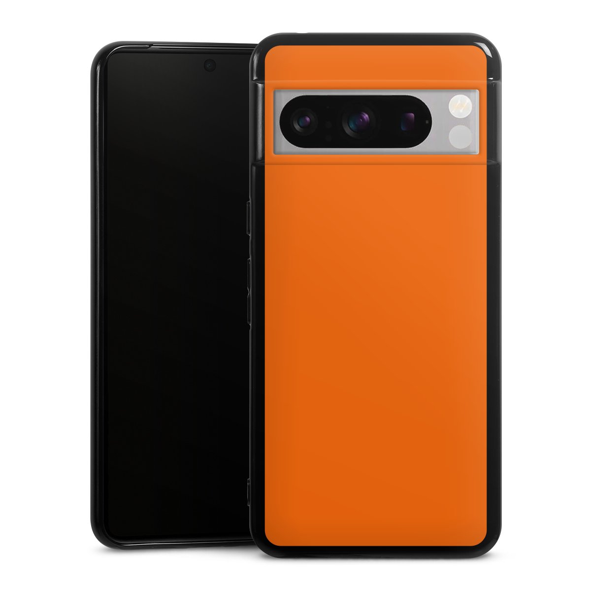 Google Pixel 8 Pro Handy Silikon Hülle Case schwarz Handyhülle Orange Colour Unicoloured