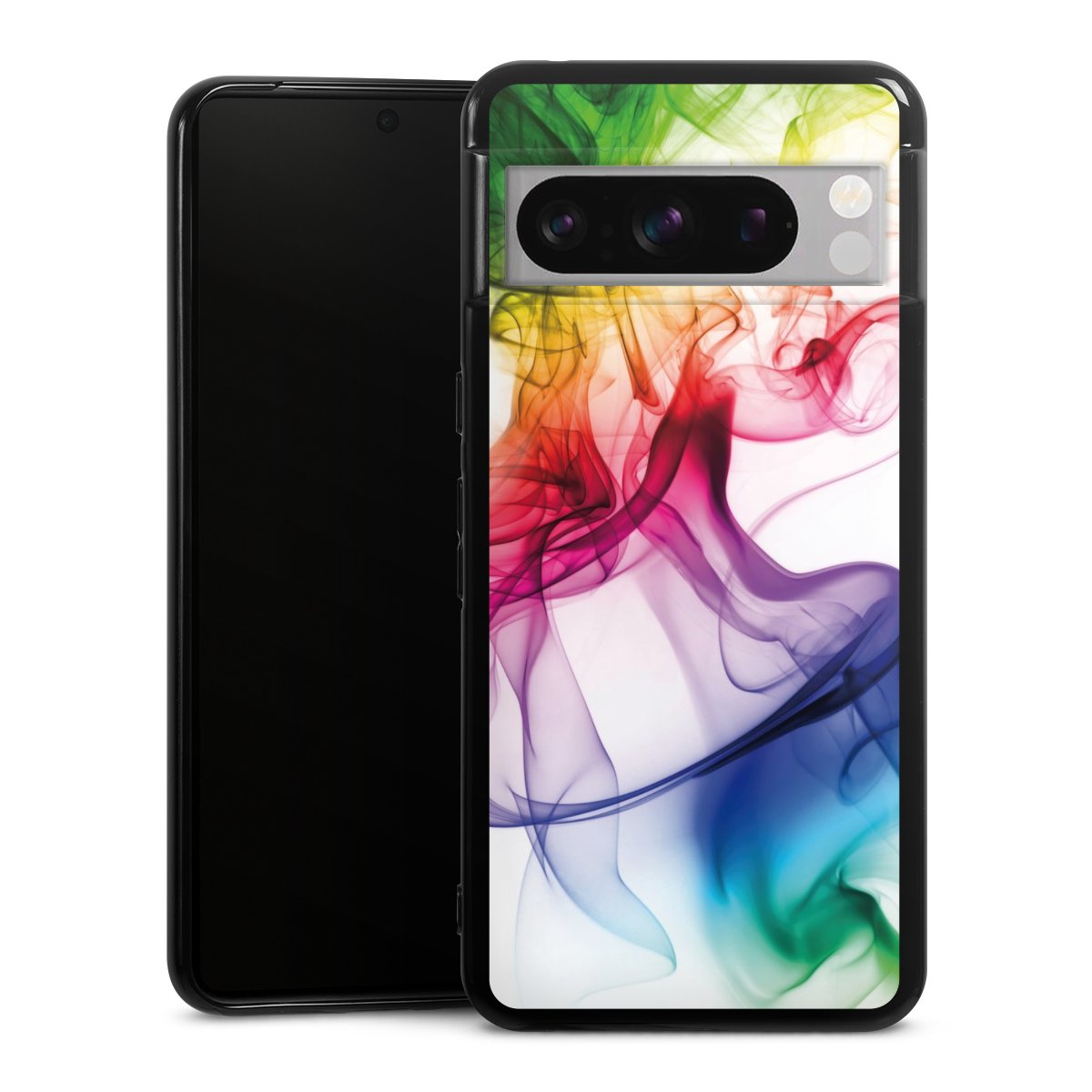 Google Pixel 8 Pro Handy Silikon Hülle Case schwarz Handyhülle Water Colour Rainbow