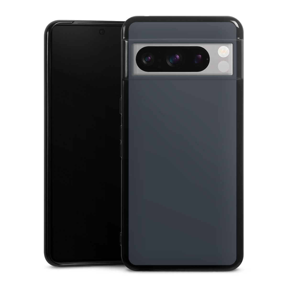 Google Pixel 8 Pro Handy Silikon Hülle Case schwarz Handyhülle Grey Anthracite Unicoloured