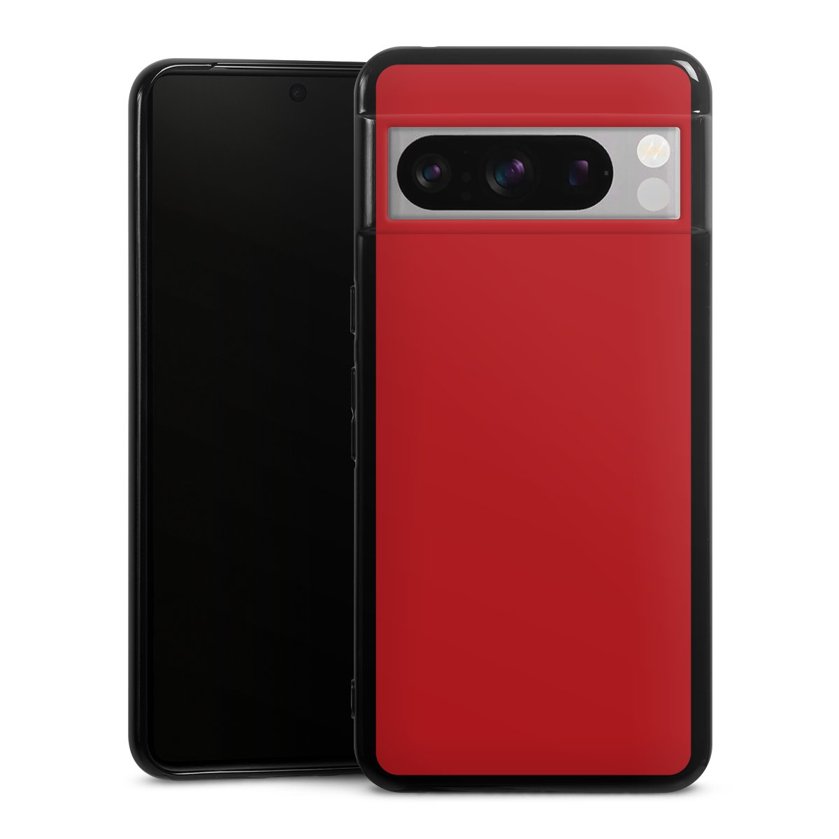 Google Pixel 8 Pro Handy Silikon Hülle Case schwarz Handyhülle Colour Unicoloured Red