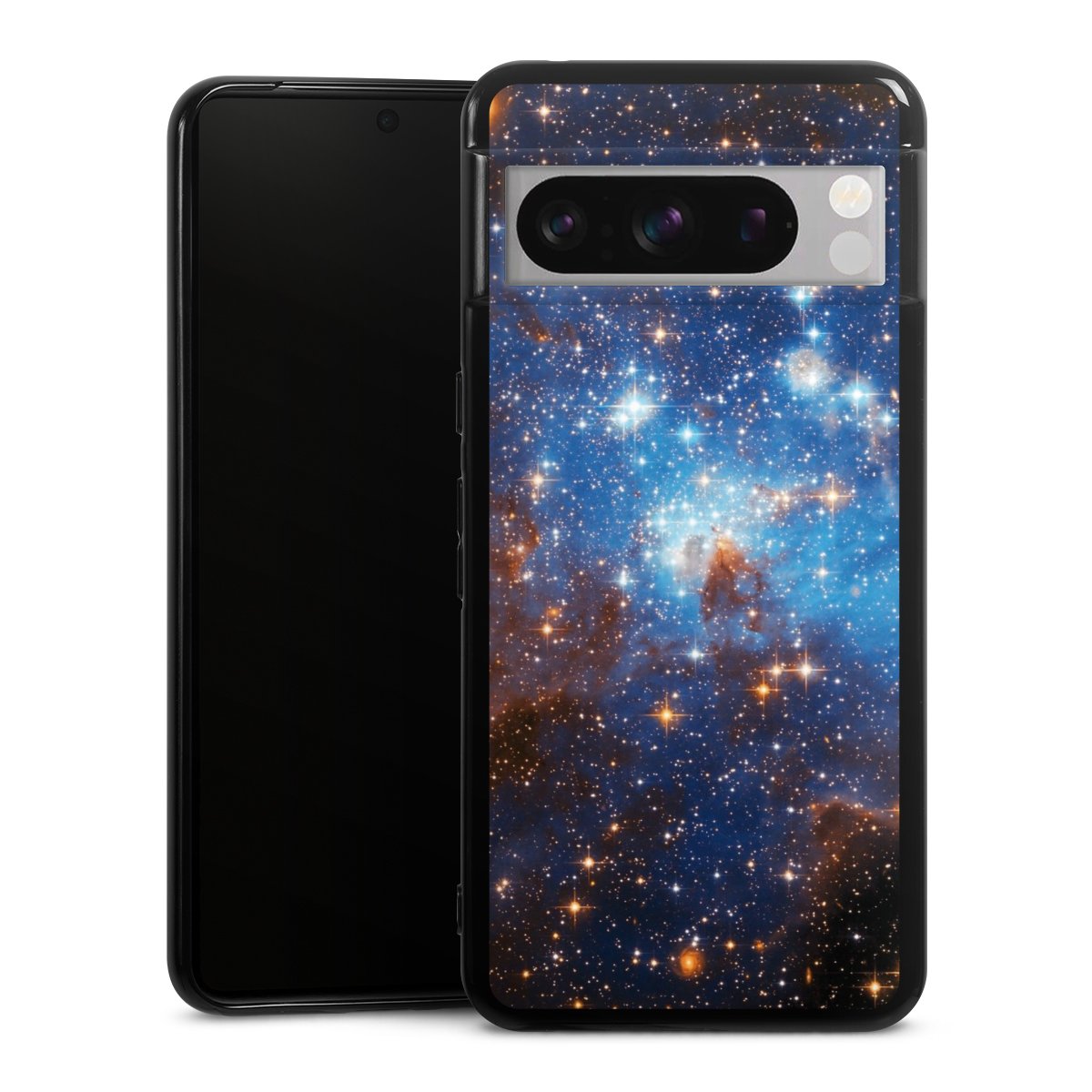 Google Pixel 8 Pro Handy Silikon Hülle Case schwarz Handyhülle Star Weltall Galaxy