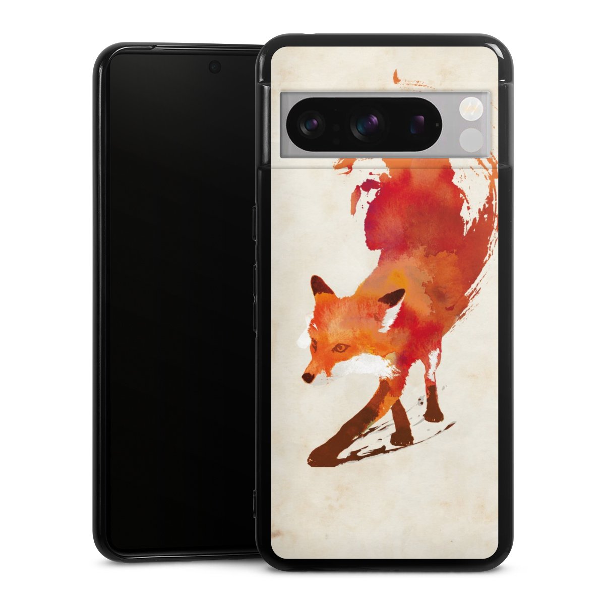 Google Pixel 8 Pro Handy Silikon Hülle Case schwarz Handyhülle Fox Graphic