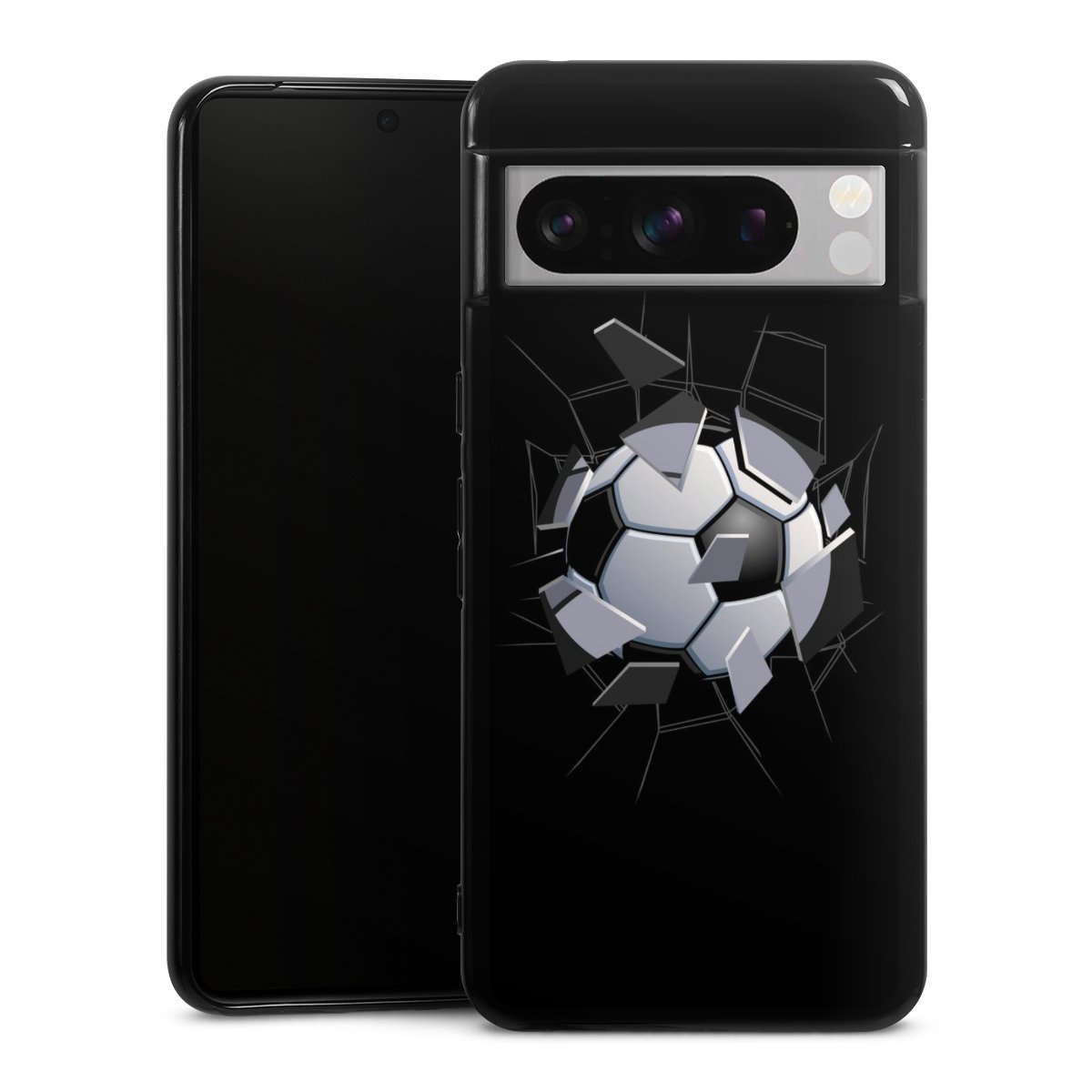 Google Pixel 8 Pro Handy Silikon Hülle Case schwarz Handyhülle Sports Soccer Mosaic