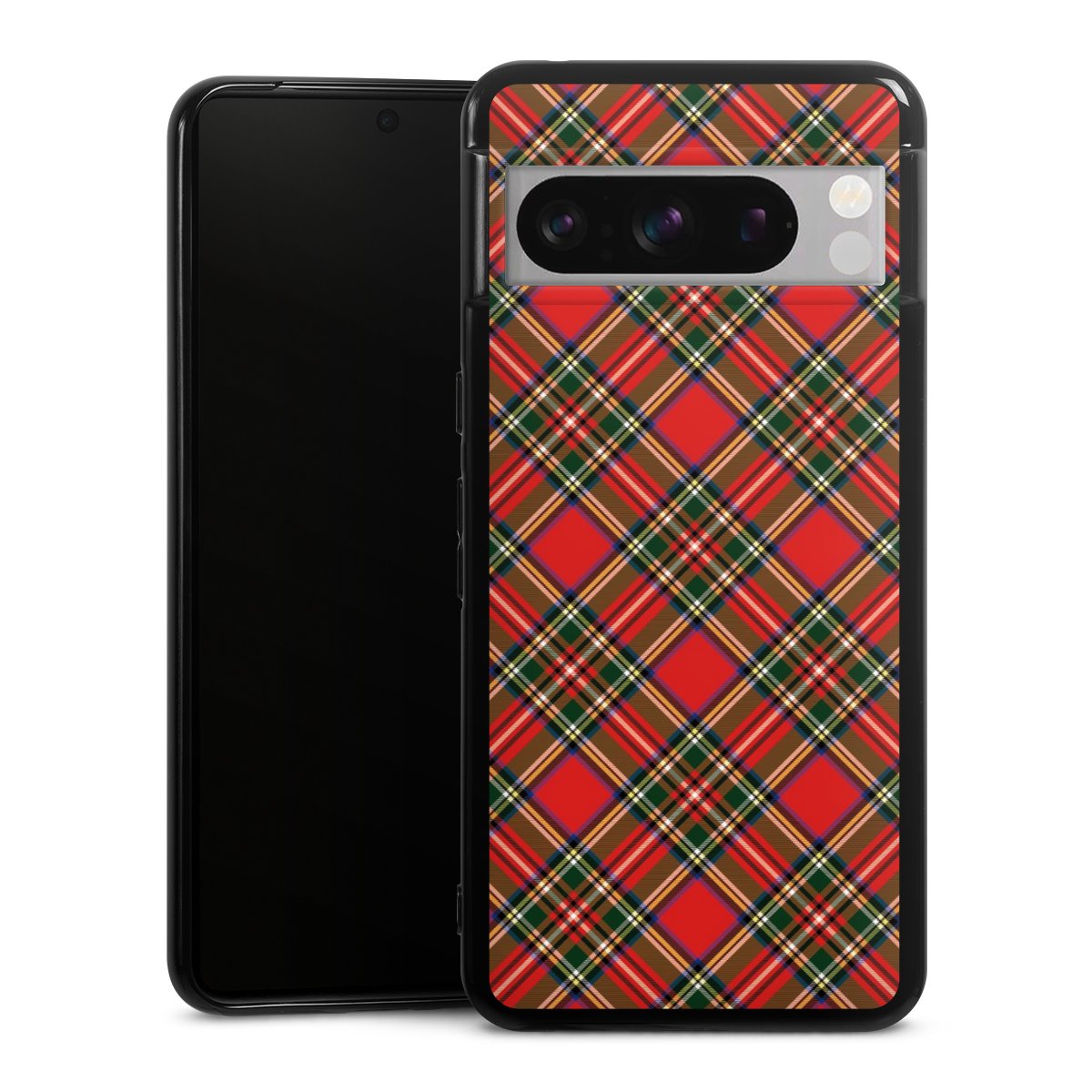 Google Pixel 8 Pro Handy Silikon Hülle Case schwarz Handyhülle Scotland Scotsman Muster