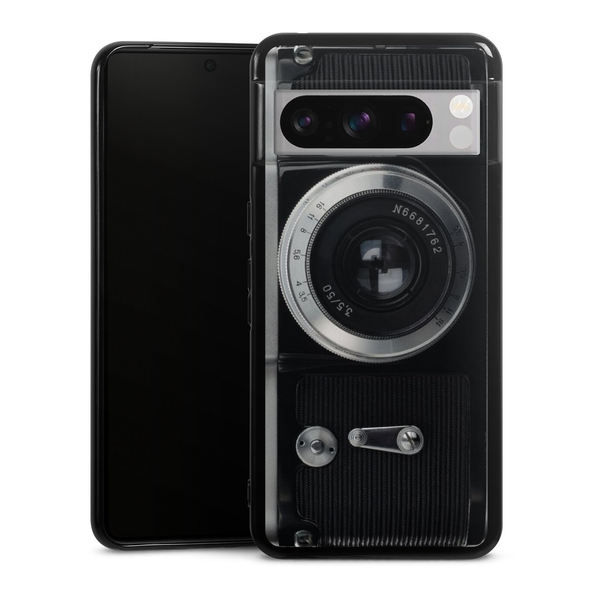 Google Pixel 8 Pro Handy Silikon Hülle Case schwarz Handyhülle Lens Camera Photography