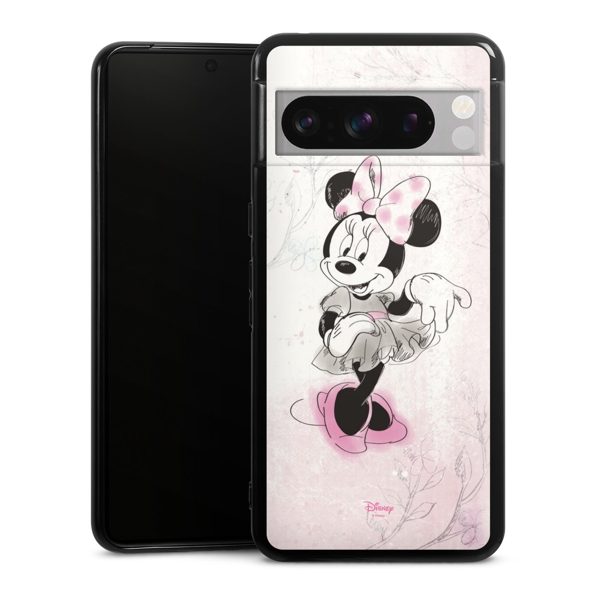 Google Pixel 8 Pro Handy Silikon Hülle Case schwarz Handyhülle Disney Minnie Mouse Vintage