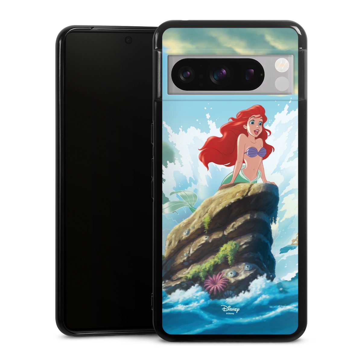 Google Pixel 8 Pro Handy Silikon Hülle Case schwarz Handyhülle Mermaid Arielle Die Meerjungfrau Official Licensed Product