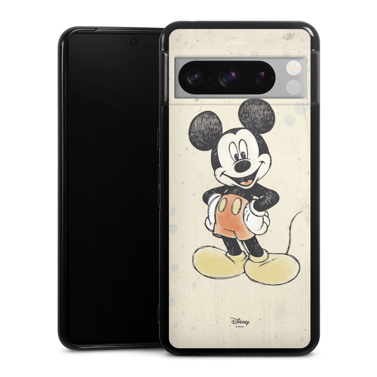 Google Pixel 8 Pro Handy Silikon Hülle Case schwarz Handyhülle Water Colour Mickey & Minnie Mouse Official Licensed Product