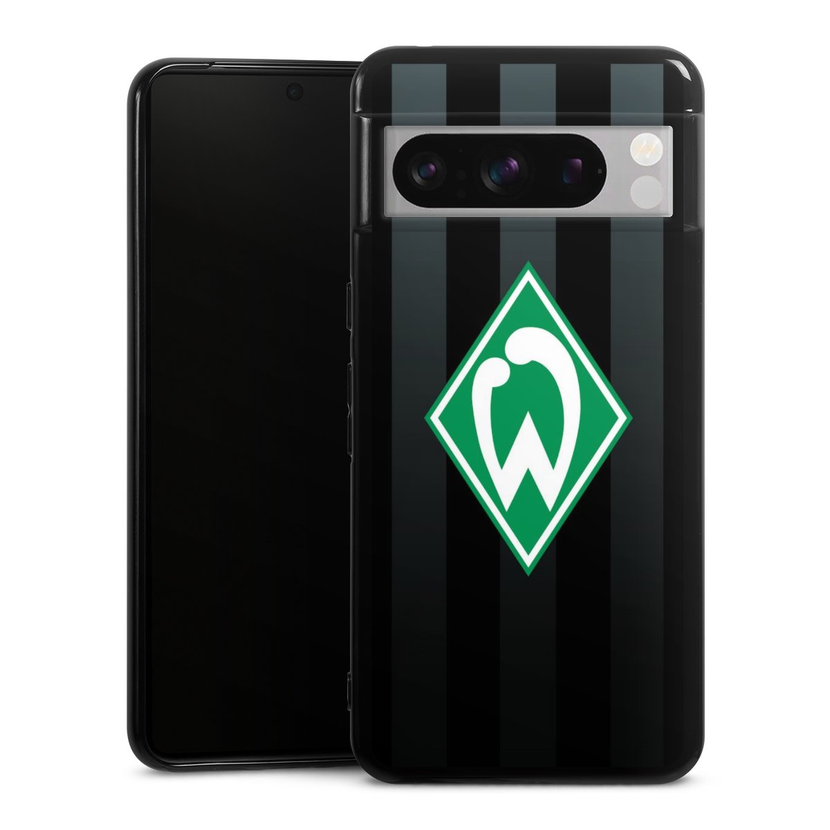 Google Pixel 8 Pro Handy Silikon Hülle Case schwarz Handyhülle Stripes Sv Werder Bremen Official Licensed Product