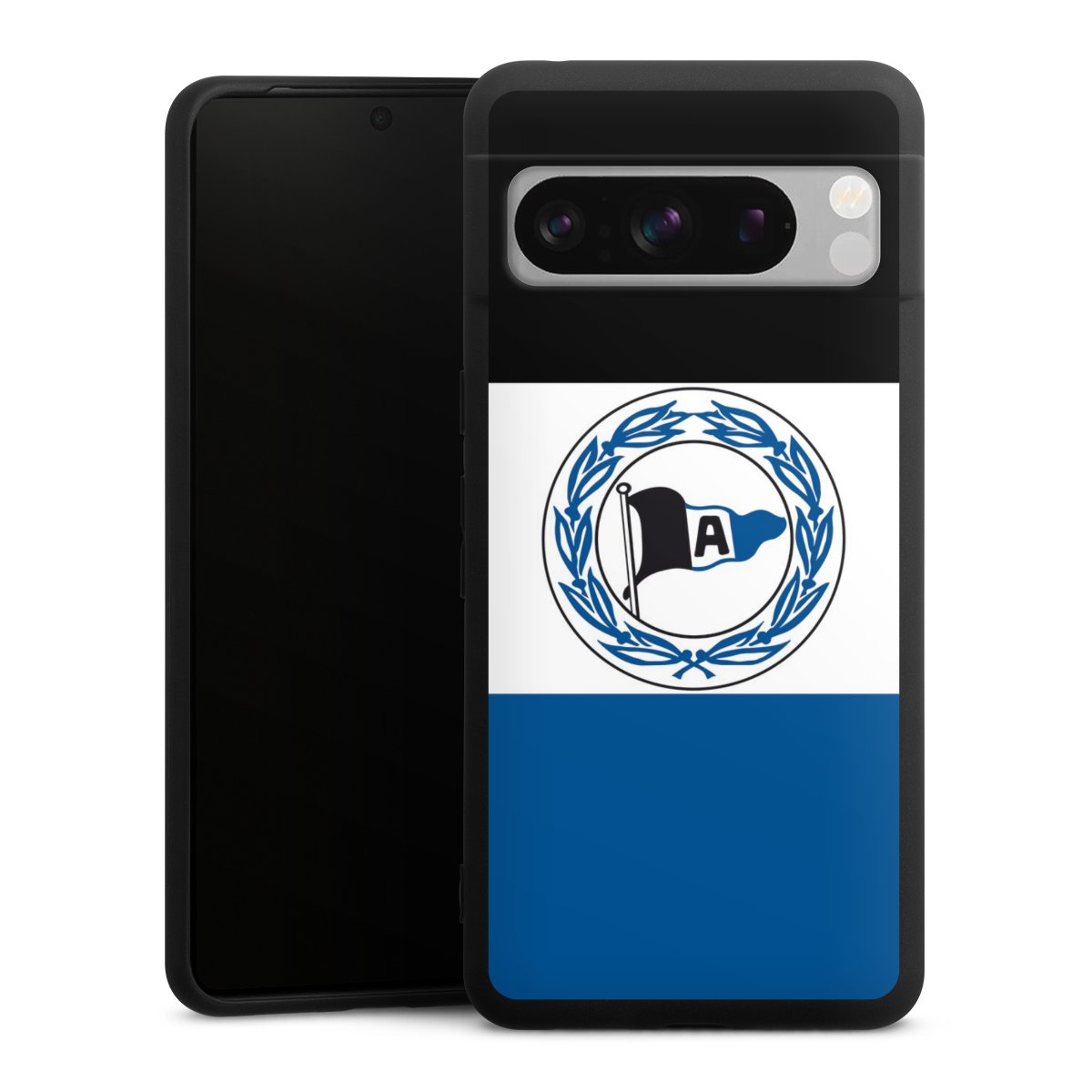 Google Pixel 8 Pro Handy Premium Silikon Hülle Handyhülle schwarz Case Arminen Official Licensed Product Arminia Bielefeld Silikon Premium Case