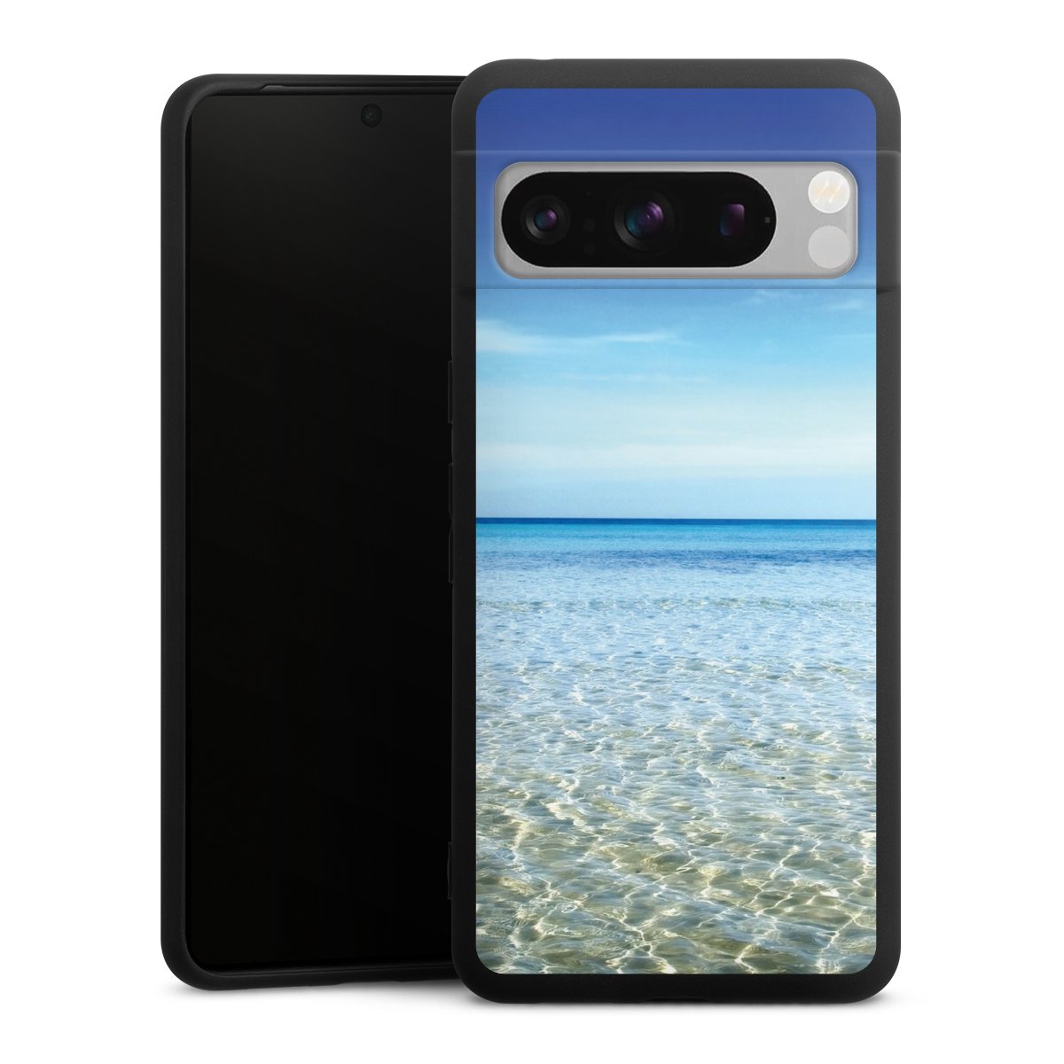 Google Pixel 8 Pro Handy Premium Silikon Hülle Handyhülle schwarz Case Urlaub Sky Ocean Silikon Premium Case