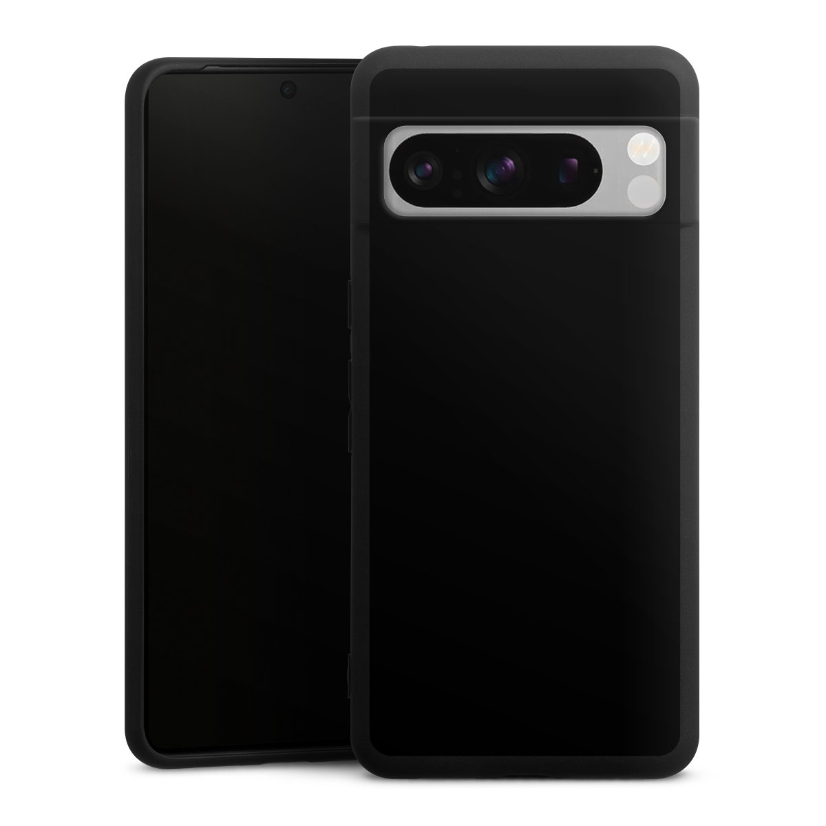 Google Pixel 8 Pro Handy Premium Silikon Hülle Handyhülle schwarz Case Black Colour Unicoloured Silikon Premium Case