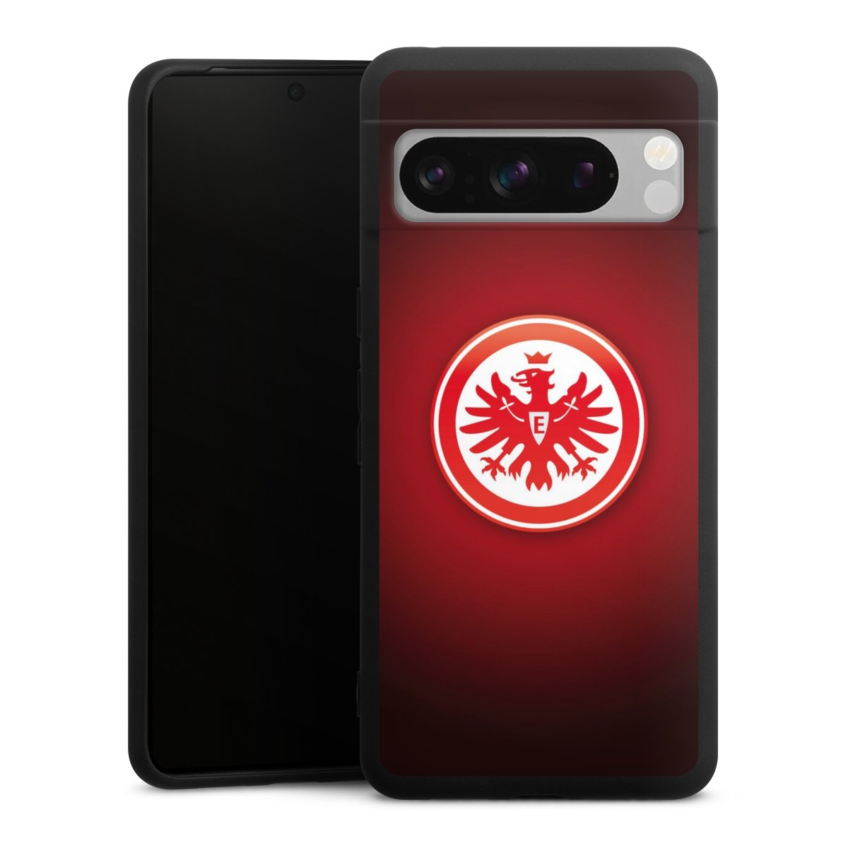 Google Pixel 8 Pro Handy Premium Silikon Hülle Handyhülle schwarz Case Eintracht Frankfurt Official Licensed Product Coat Of Arms Silikon Premium Case