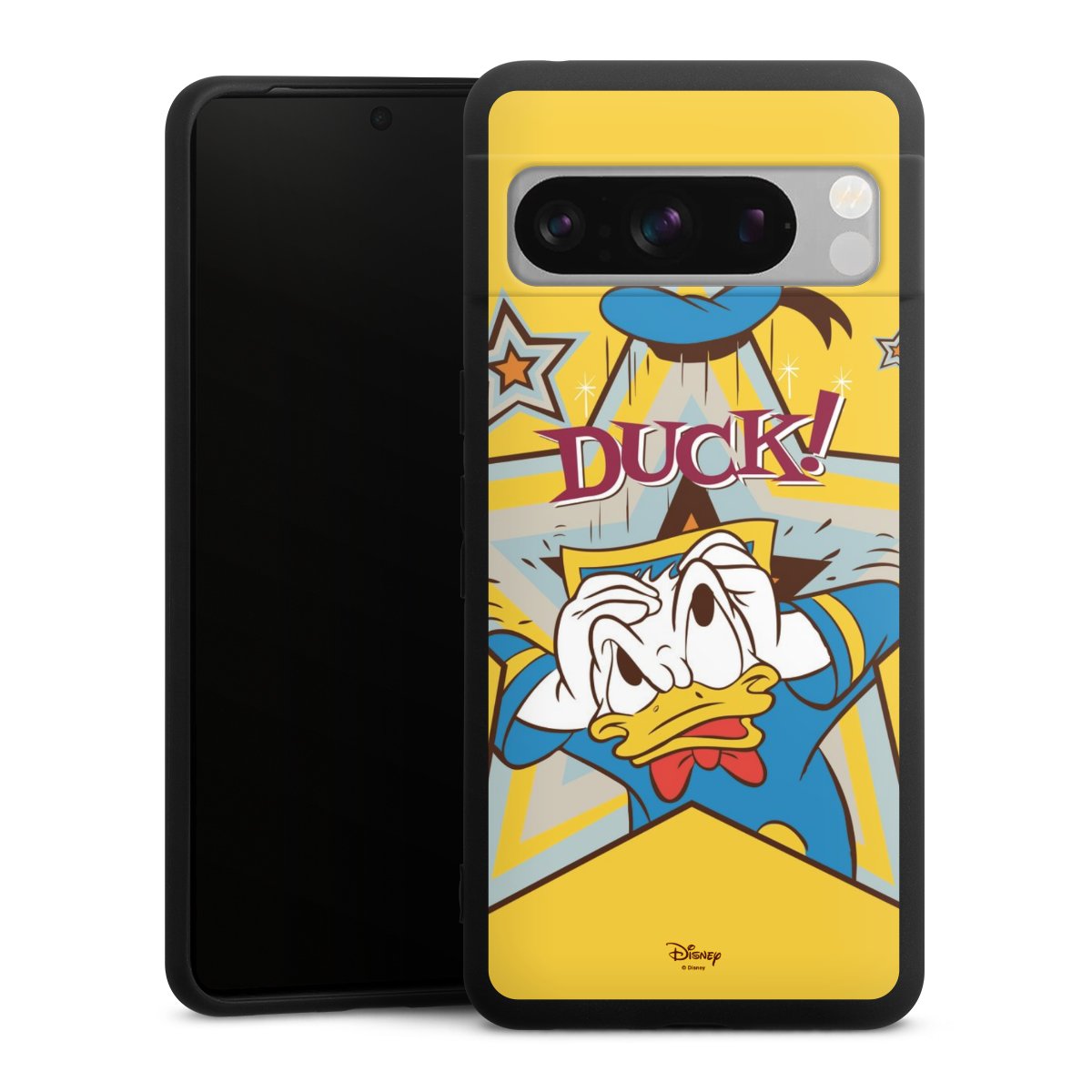 Google Pixel 8 Pro Handy Premium Silikon Hülle Handyhülle schwarz Case Official Licensed Product Donald Duck Disney Silikon Premium Case