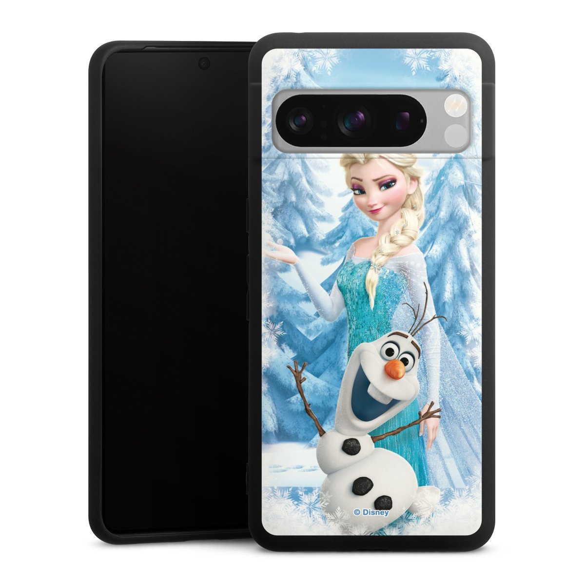 Google Pixel 8 Pro Handy Premium Silikon Hülle Handyhülle schwarz Case Official Licensed Product Frozen Elsa Disney Silikon Premium Case