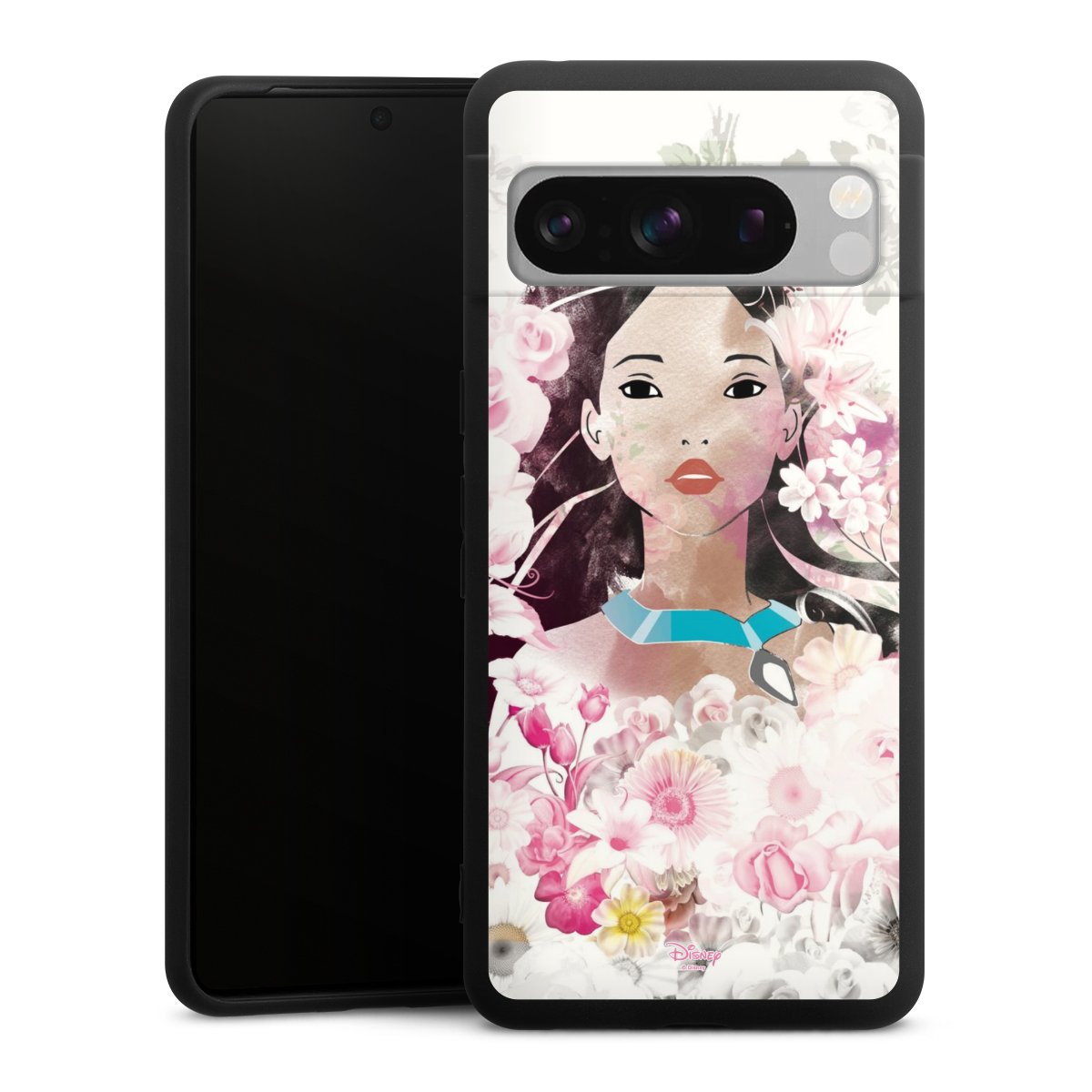 Google Pixel 8 Pro Handy Premium Silikon Hülle Handyhülle schwarz Case Pocahontas Official Licensed Product Disney Silikon Premium Case