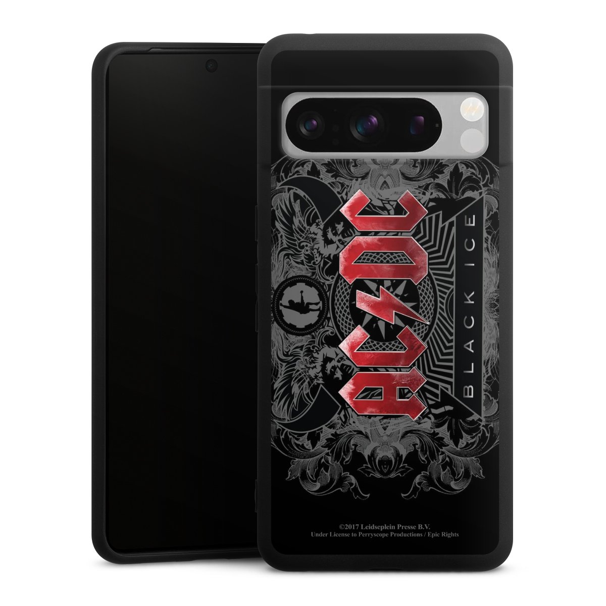 Google Pixel 8 Pro Handy Premium Silikon Hülle Handyhülle schwarz Case Merchandise Black Ice Acdc Silikon Premium Case