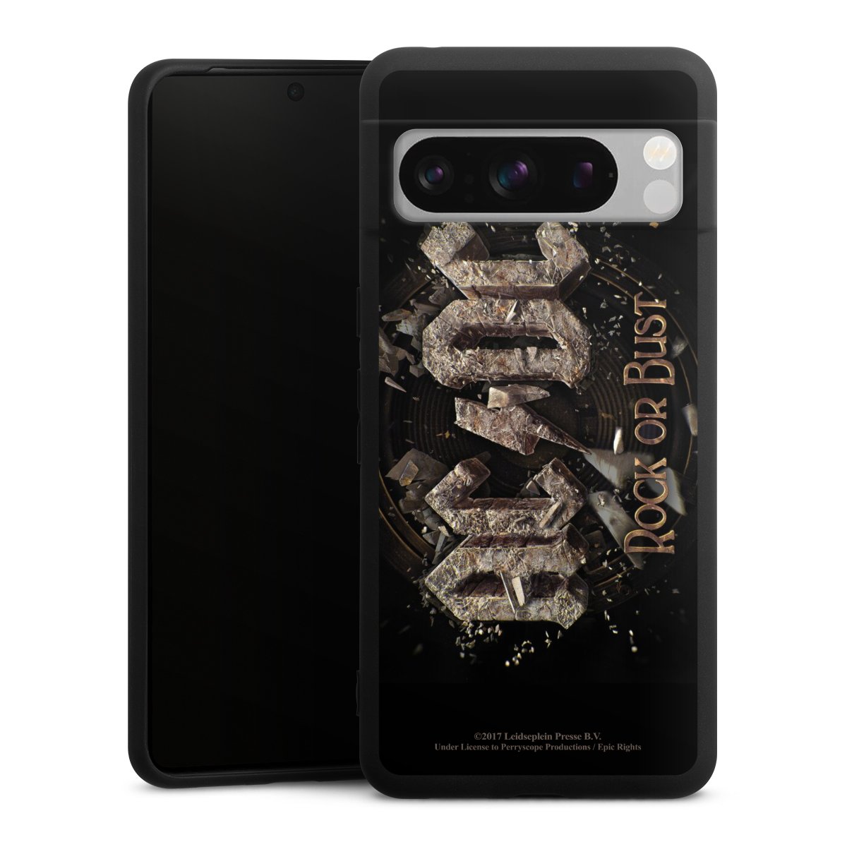 Google Pixel 8 Pro Handy Premium Silikon Hülle Handyhülle schwarz Case Acdc Official Licensed Product Rock Or Bust Silikon Premium Case