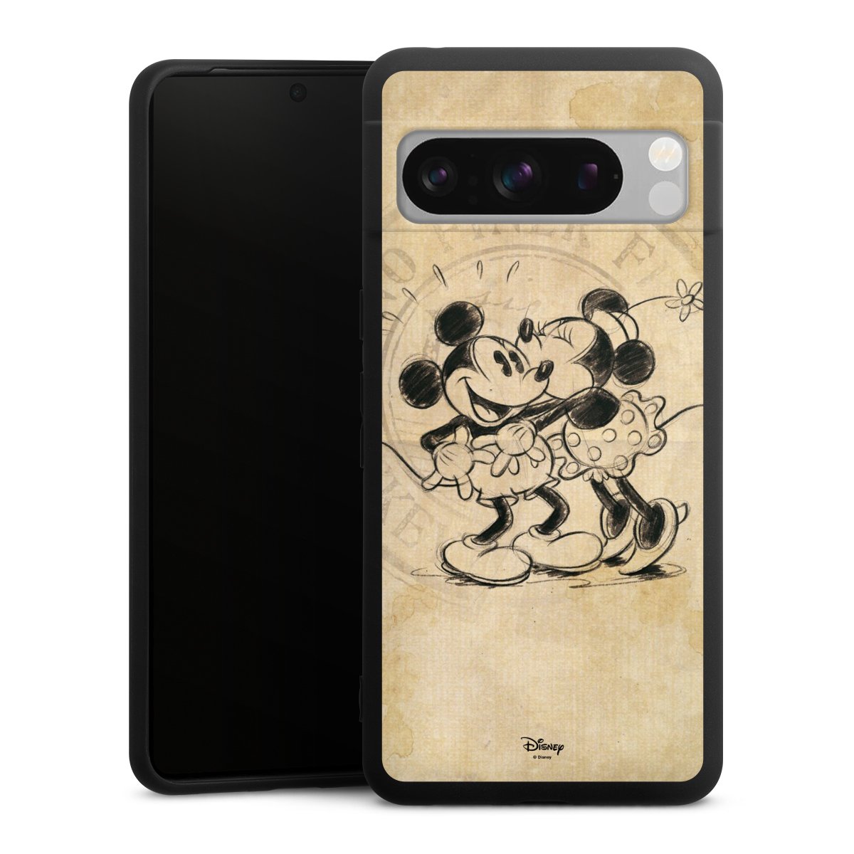 Google Pixel 8 Pro Handy Premium Silikon Hülle Handyhülle schwarz Case Mickey Mouse Vintage Minnie Mouse Silikon Premium Case