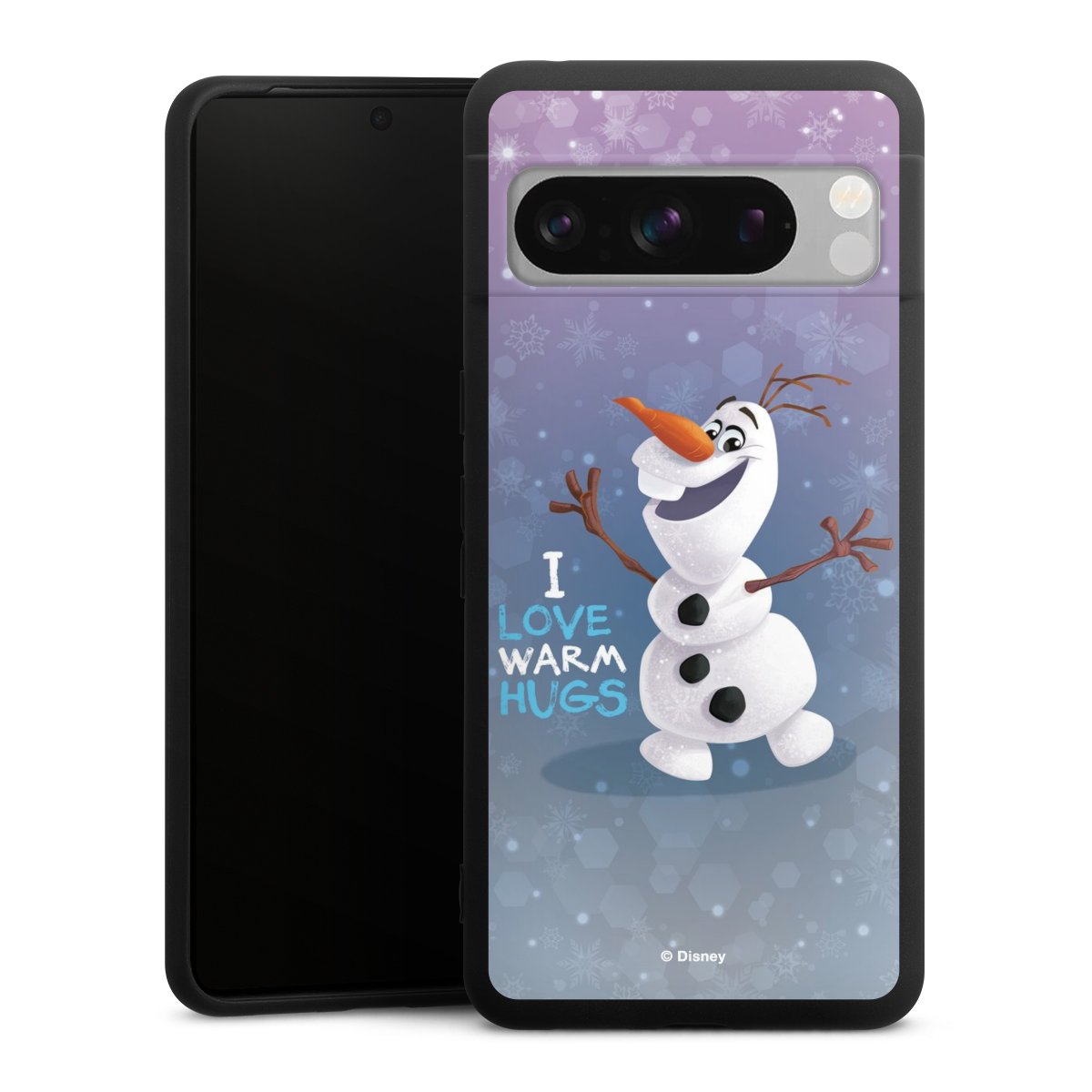 Google Pixel 8 Pro Handy Premium Silikon Hülle Handyhülle schwarz Case Frozen Frozen Olaf Official Licensed Product Silikon Premium Case