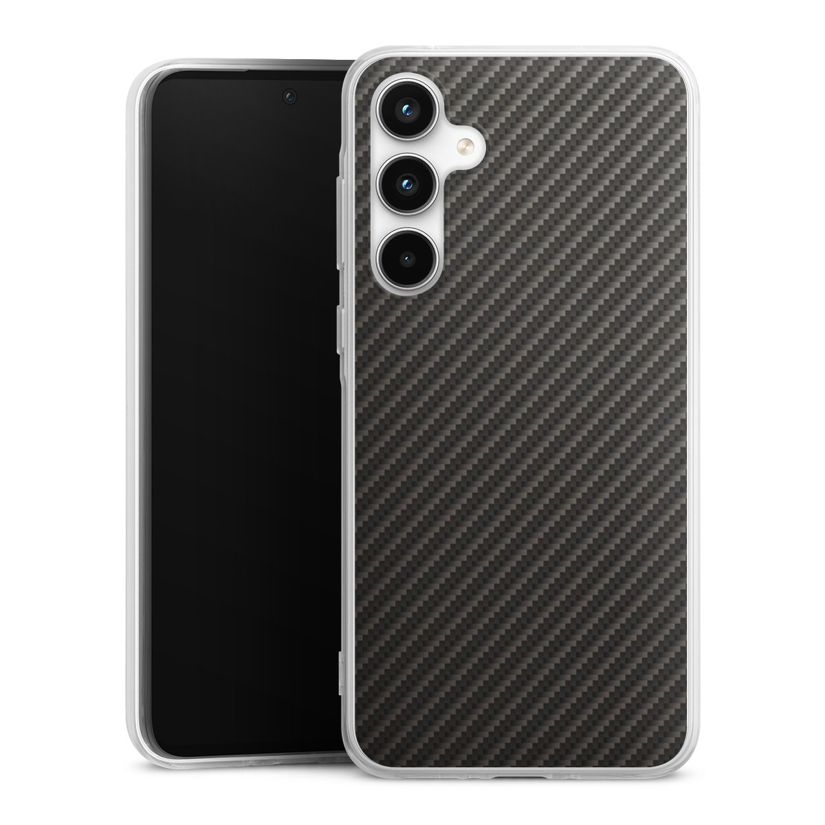 Galaxy A35 5G Handy Silikon Hülle Case transparent Handyhülle Metallic Look Carbon Muster Silikon Case