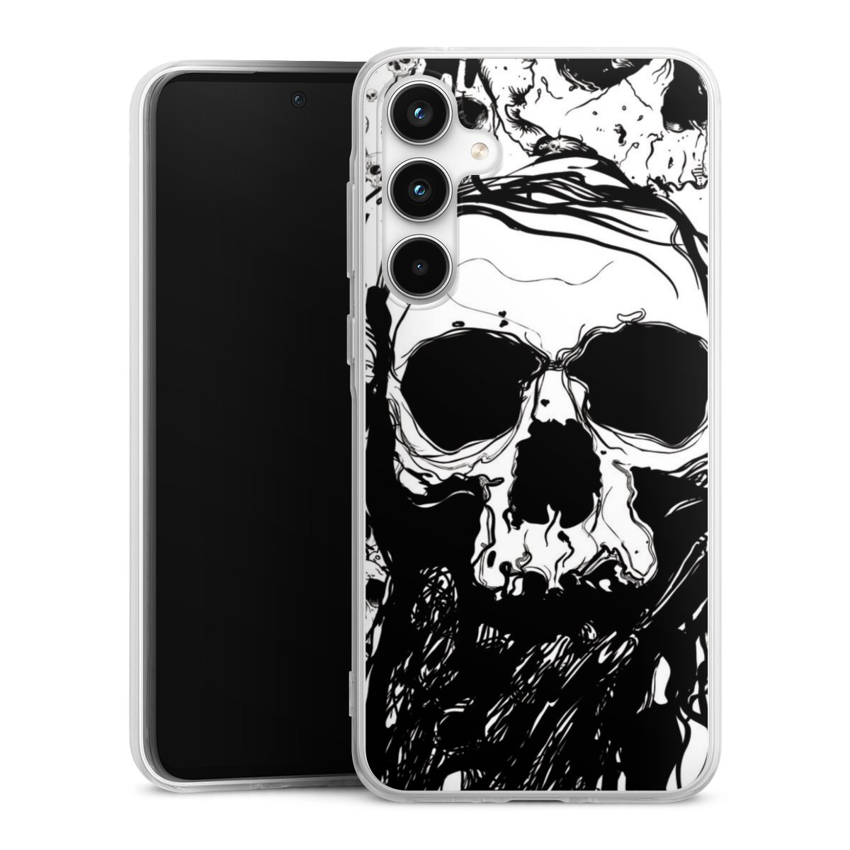 Galaxy A35 5G Handy Silikon Hülle Case transparent Handyhülle Totenkopf Halloween Silikon Case