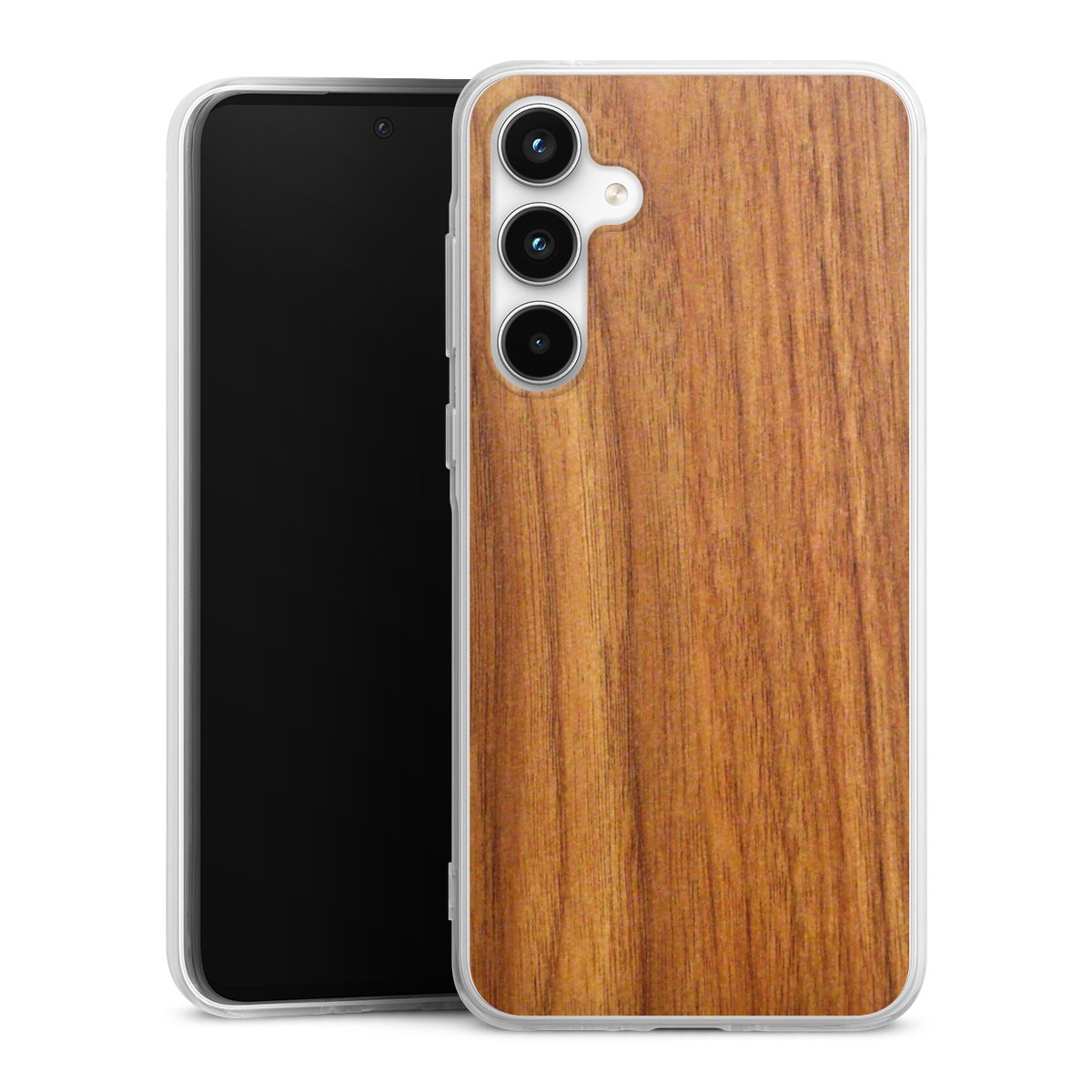 Galaxy A35 5G Handy Silikon Hülle Case transparent Handyhülle Wood Larch Wooden Look Silikon Case