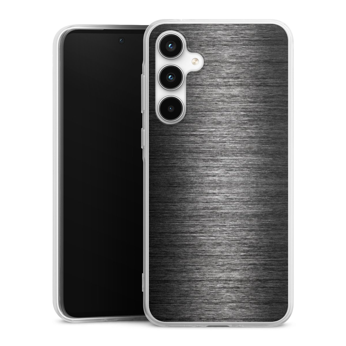 Galaxy A35 5G Handy Silikon Hülle Case transparent Handyhülle Metallic Look Anthracite Metal Silikon Case