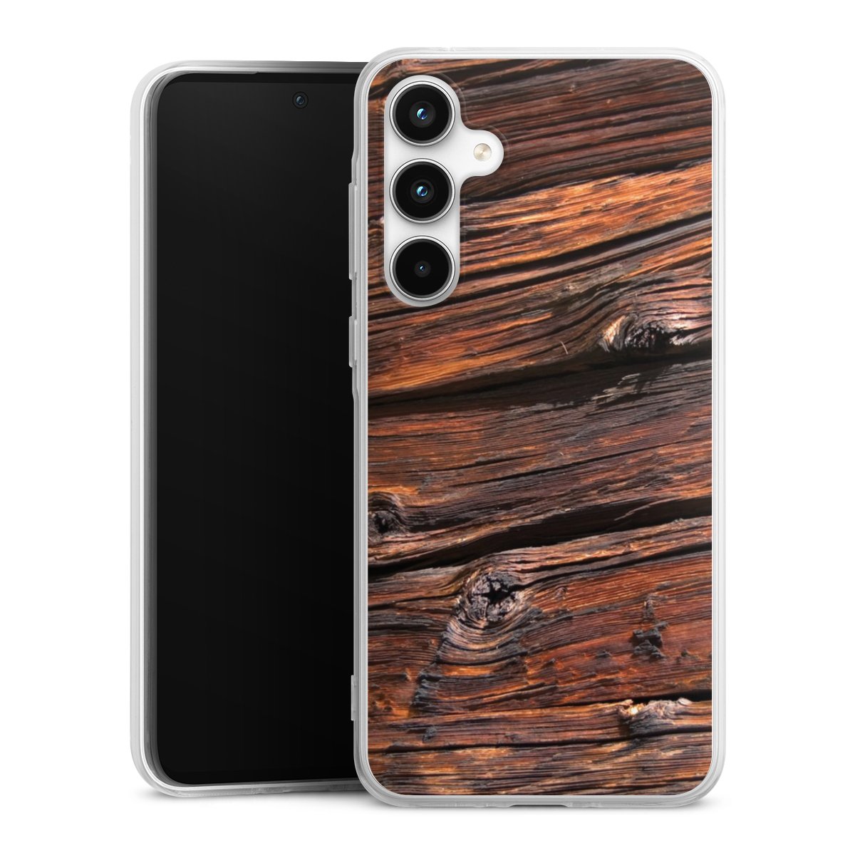 Galaxy A35 5G Handy Silikon Hülle Case transparent Handyhülle Beams Wooden Look Wood Silikon Case